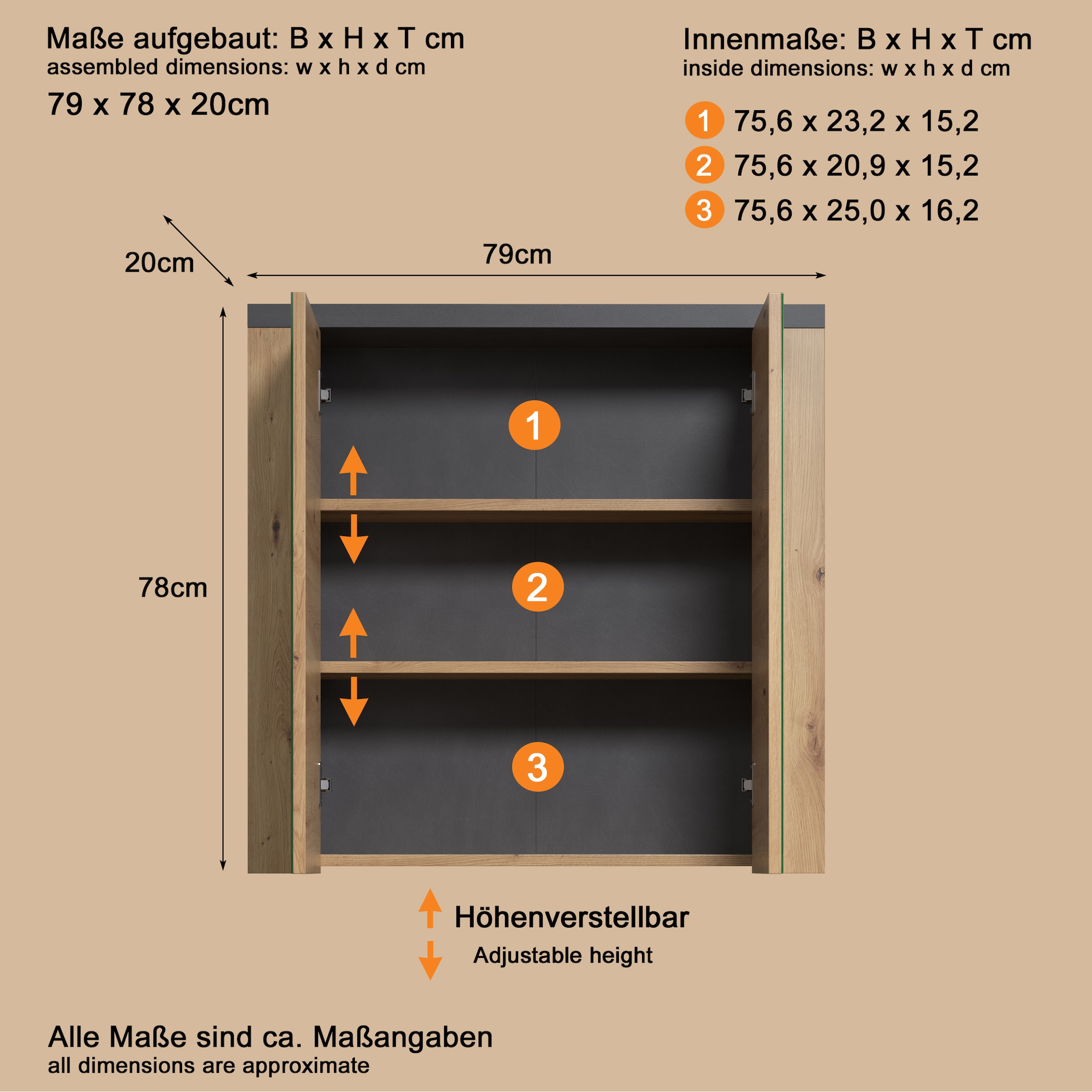 welltime Spiegelschrank »Ambres«, Badspiegel in matter Echtholzoptik - Maße (B/T/H) 79/20/78 cm