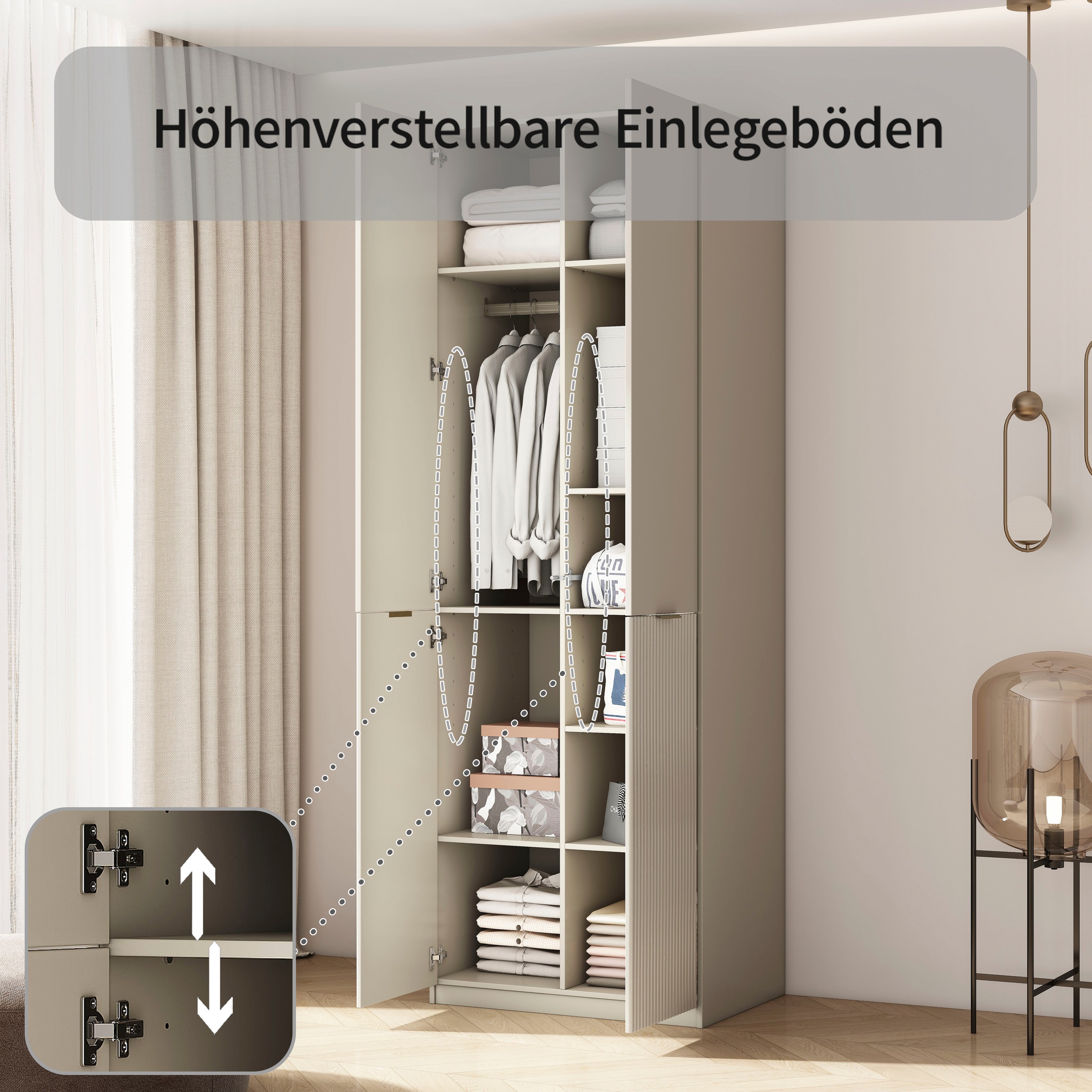 OTTO home Kleiderschrank »Jorella Schlafzimmerschrank Garderobe« eleganter Schlafzimmerschrank Rillendesign Trend Breite 82cm