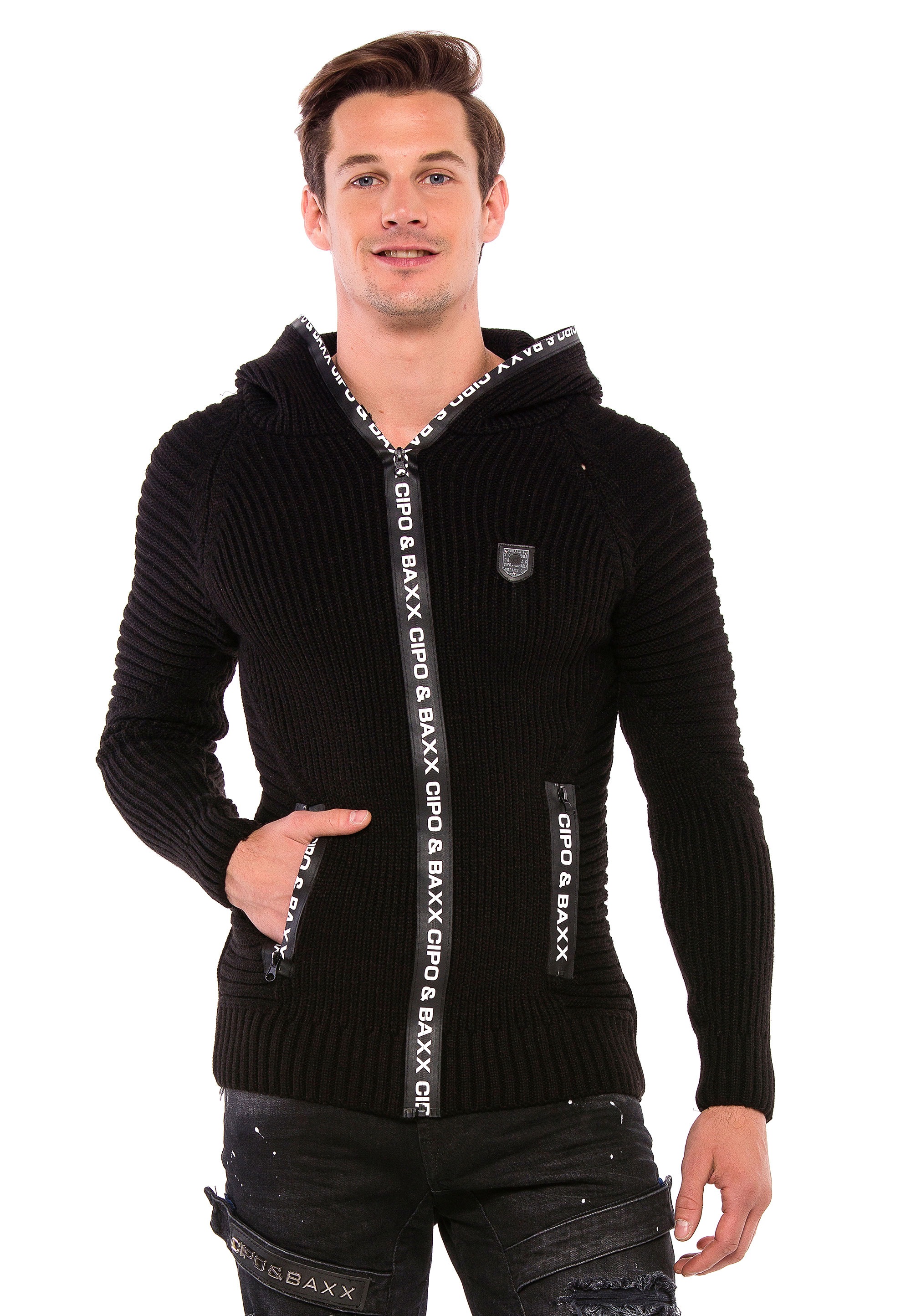 Cipo & Baxx Sweatjacke, mit Markendruck