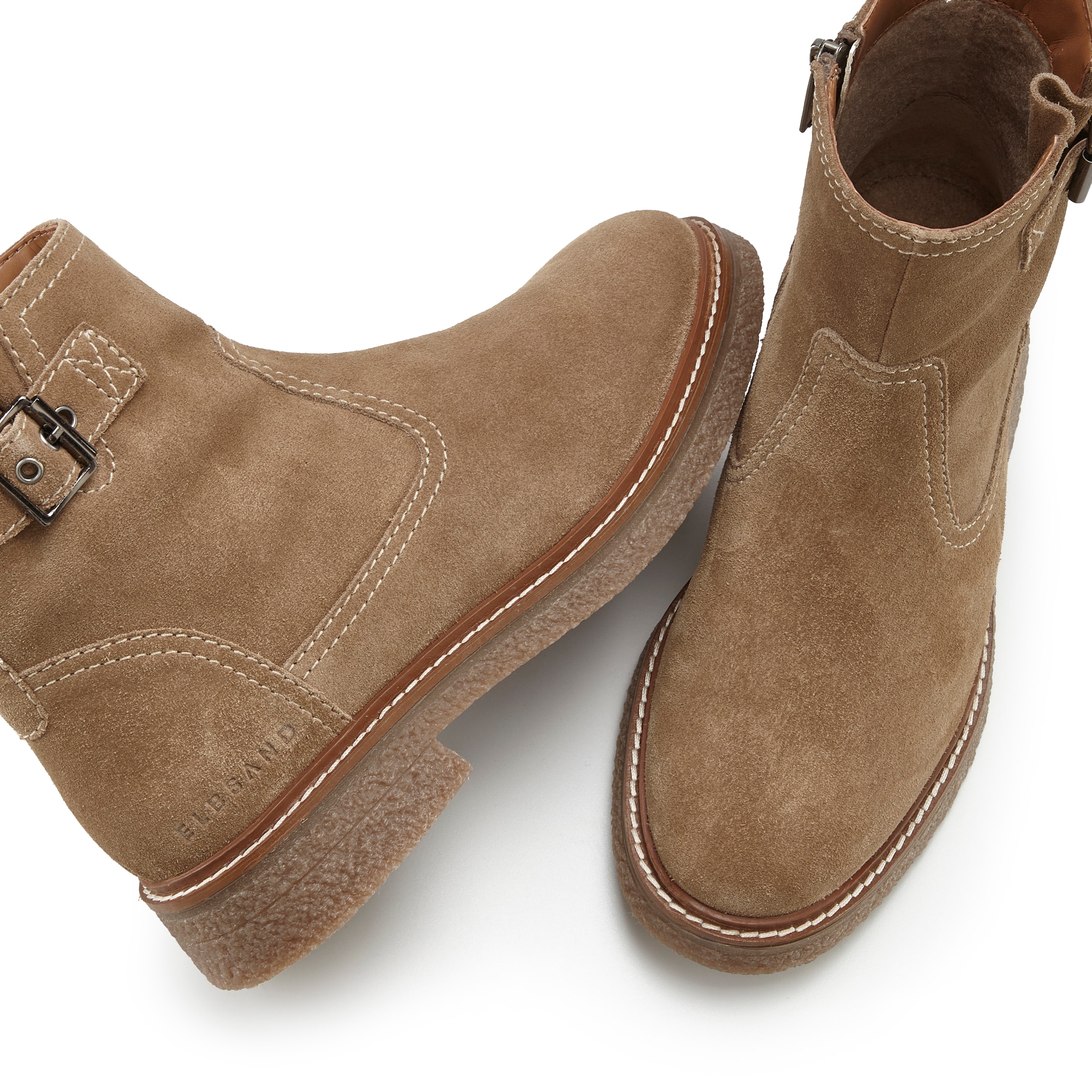 Elbsand Stiefelette, gefütterte Stiefelette mit Zierschnalle, Lederboot