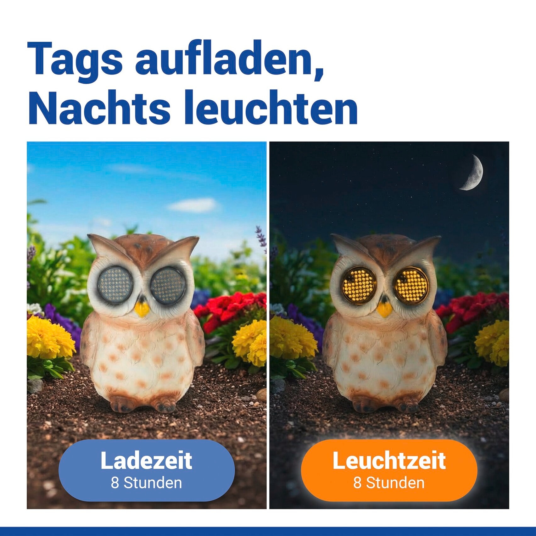Maximex LED Dekofigur »Modell Blinky Eyes Eule« Warmweiß solarbetriebene Gartenfigur mit leuchtenden Augen, für Garten & Balkon