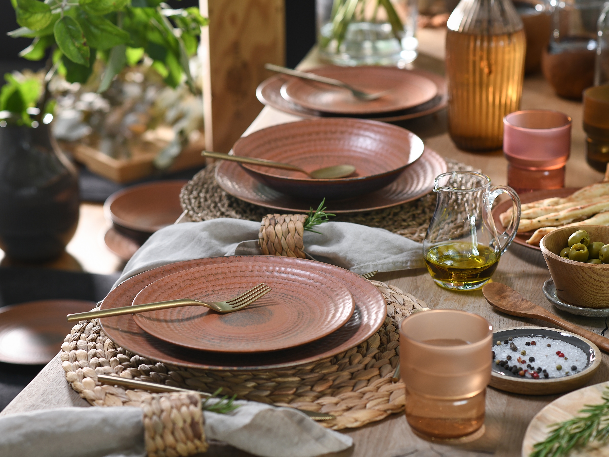 CreaTable Teller-Set »Neapel, Service 16-tlg.« Teller Set, Edles Tellerset, Vulkanoptik