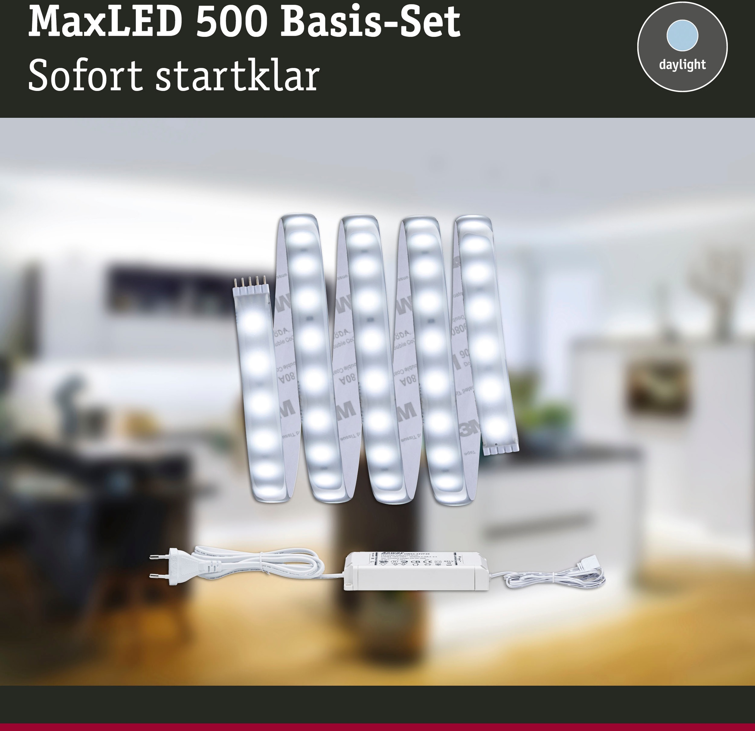 Paulmann LED-Streifen »MaxLED 500 Basisset 1,5m Tageslichtweiß IP44 8,5W 825lm beschichtet« 1 Stk.-flammig