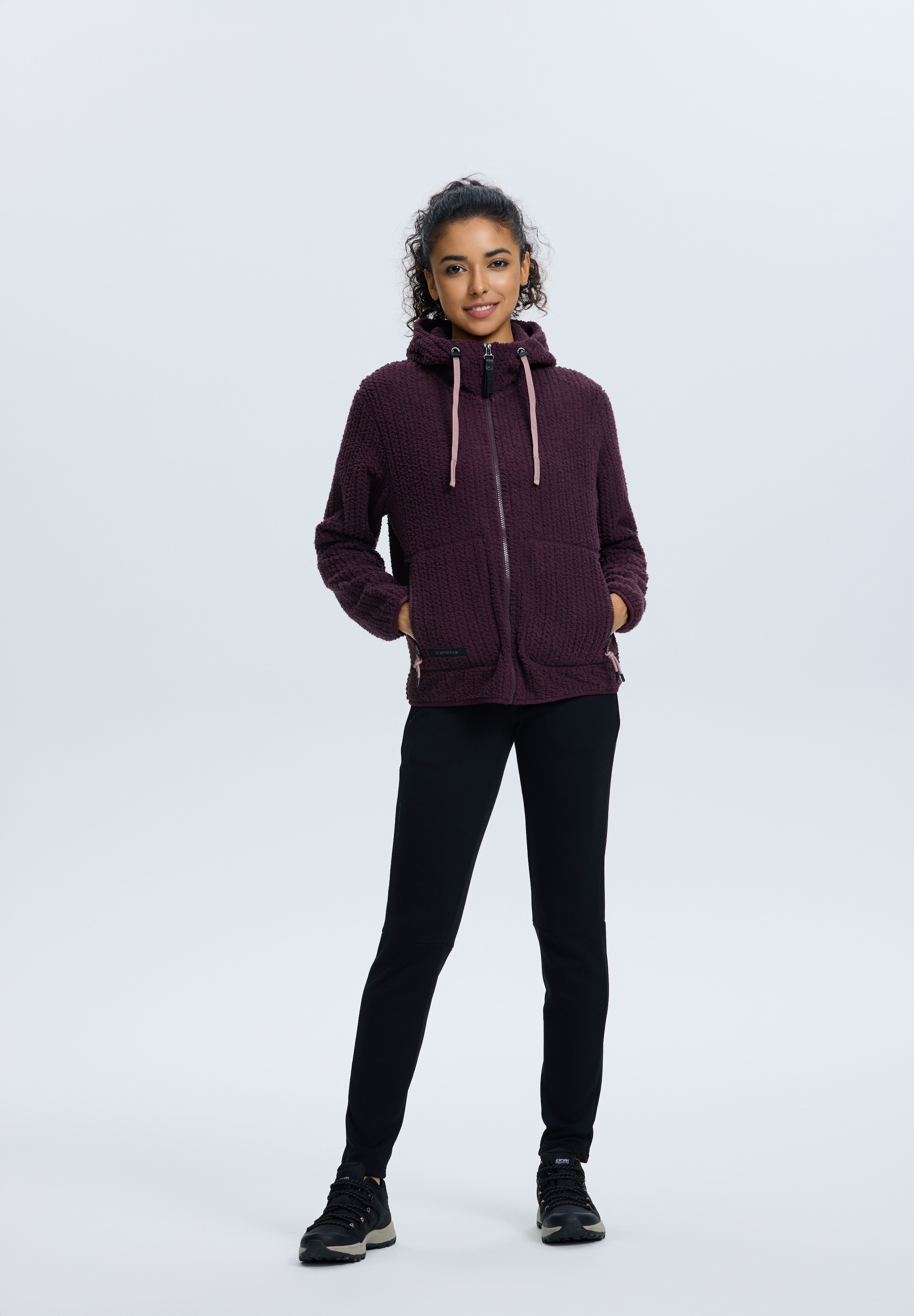 Icepeak Strickfleecejacke "ICEPEAK AALET" mit fester Kapuze, gerader Schnitt