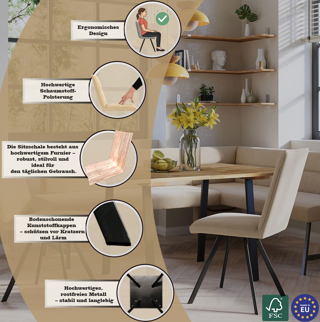 Thumbnail - OTTO home 4-Fußstuhl "Sava" (Set) 2 Stk.Metallgestell