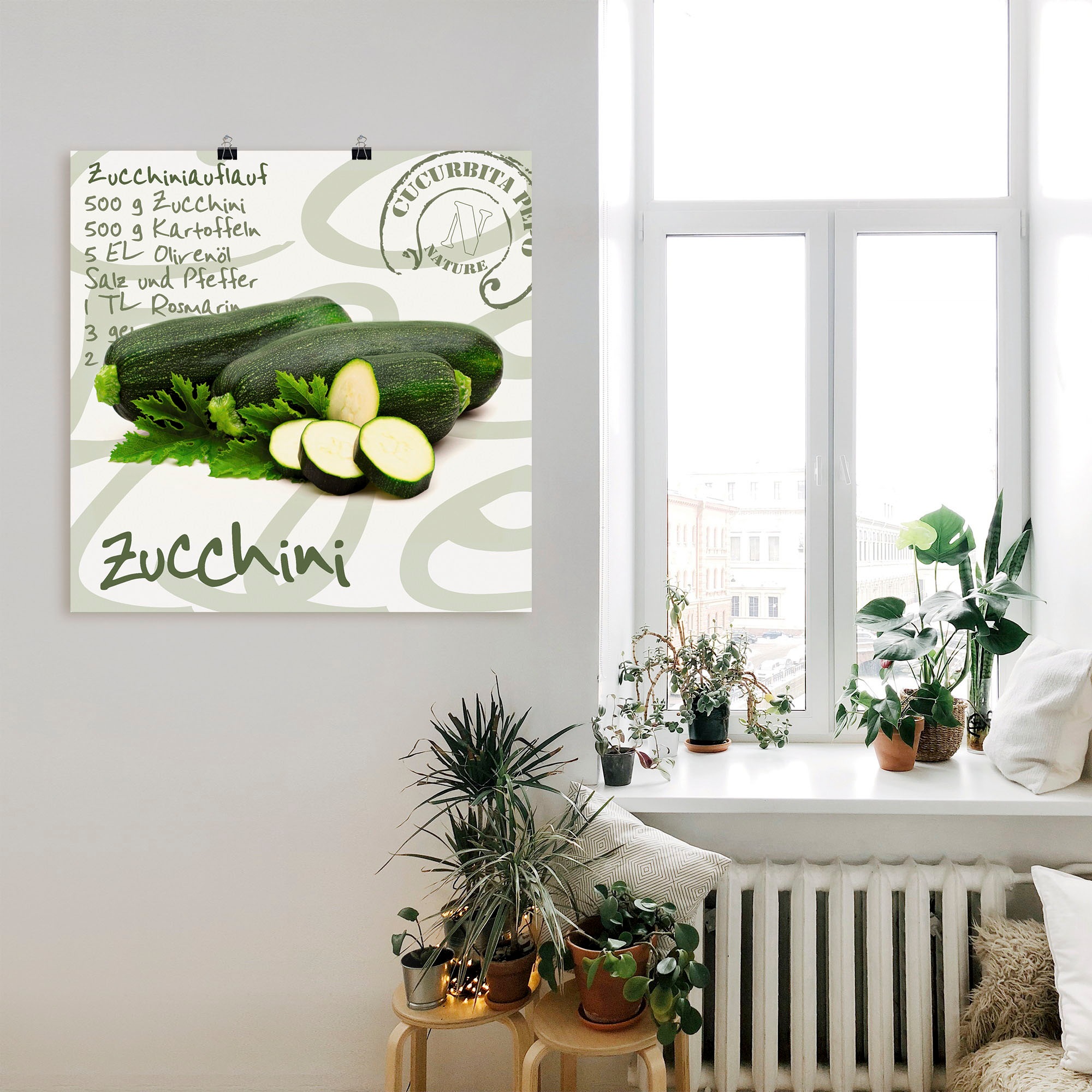 Artland Wandbild »Angeschnittene Zucchini«, Lebensmittel, (1 St.), als Alubild, Leinwandbild, Wandaufkleber oder Poster in versch. Größen
