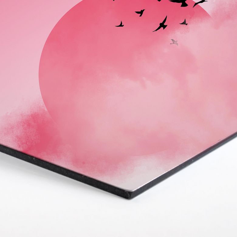 Wall-Art Metallbild »Vogel Sonnenuntergang | (1 St.) kaufen Pink«, BAUR