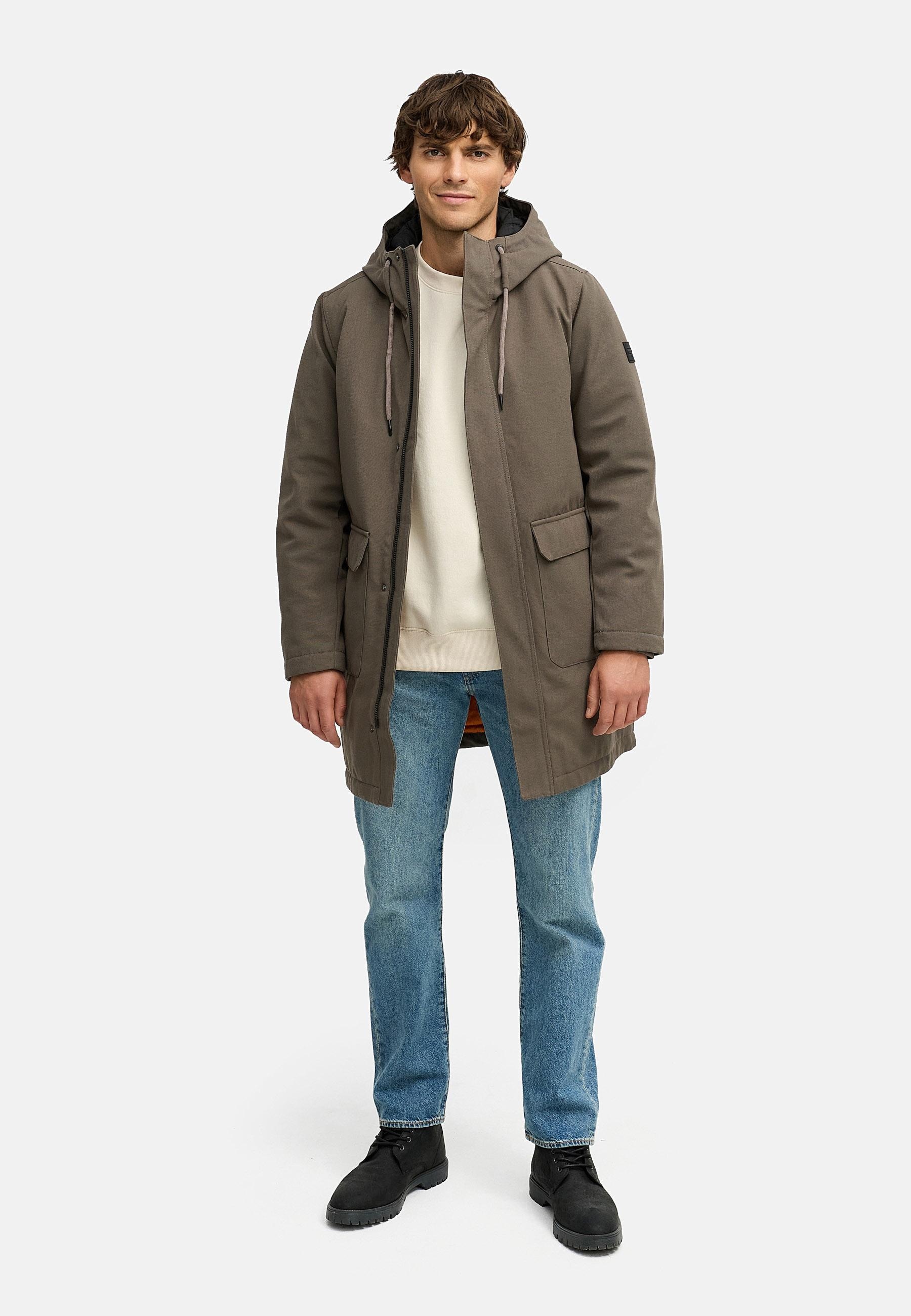 Ragwear Wintermantel »Mr Them Long« lange wasserdichte Herren Winterjacke mit Kapuze