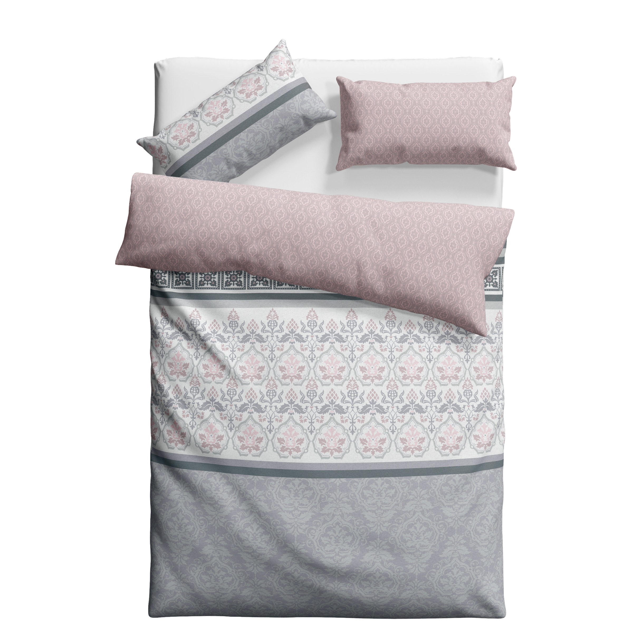 Home affaire Bettwäsche »Cremona in Renforcé, Biber (Flanell) und PolyCotton Qualität, romantisch, verspielte Ornamente, geeignet im Winter & Sommer, Landhausstil«, (2 tlg.)