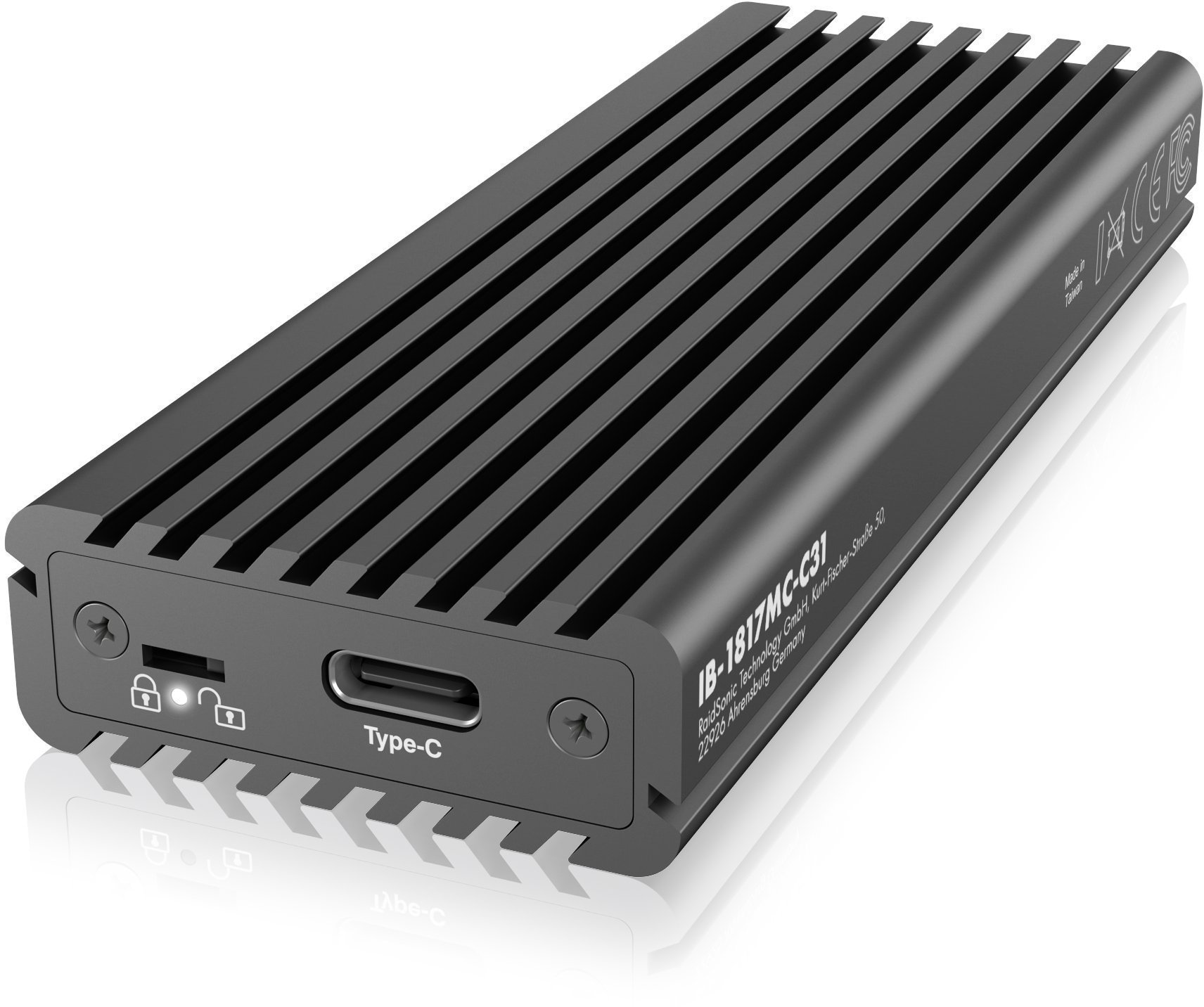 Festplatten-Gehäuse »Gehäuse für 1x M.2 NVMe & SATA SSD mit USB Type-C Anschluss«, Hochwertiges Aluminium