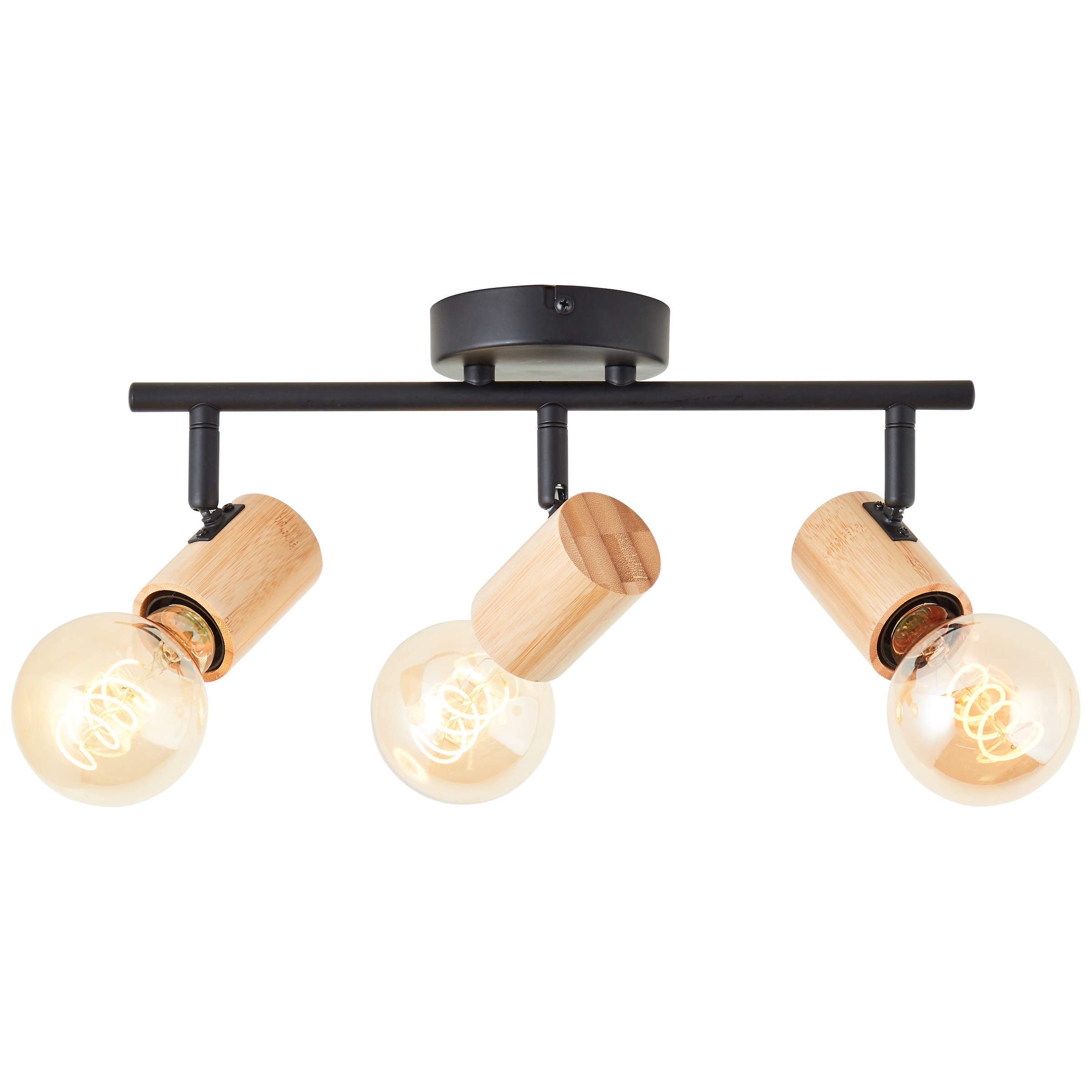 Brilliant Deckenstrahler »Kerry«, 3 flammig, Leuchtmittel E27 | ohne Leuchtmittel, Breite 36 cm, E27, Metall/Bambus, schwarz/natur