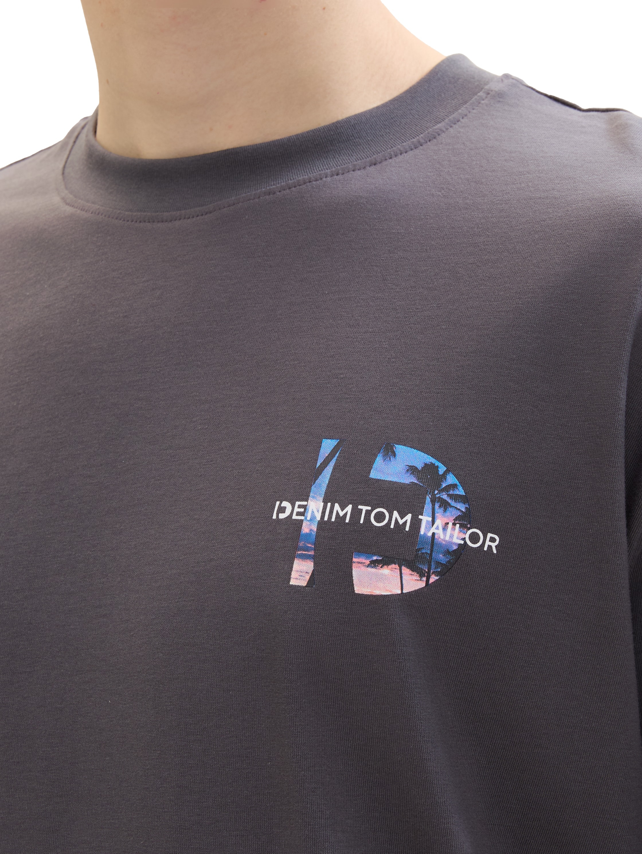 TOM TAILOR Denim Rundhalsshirt, mit Backprint