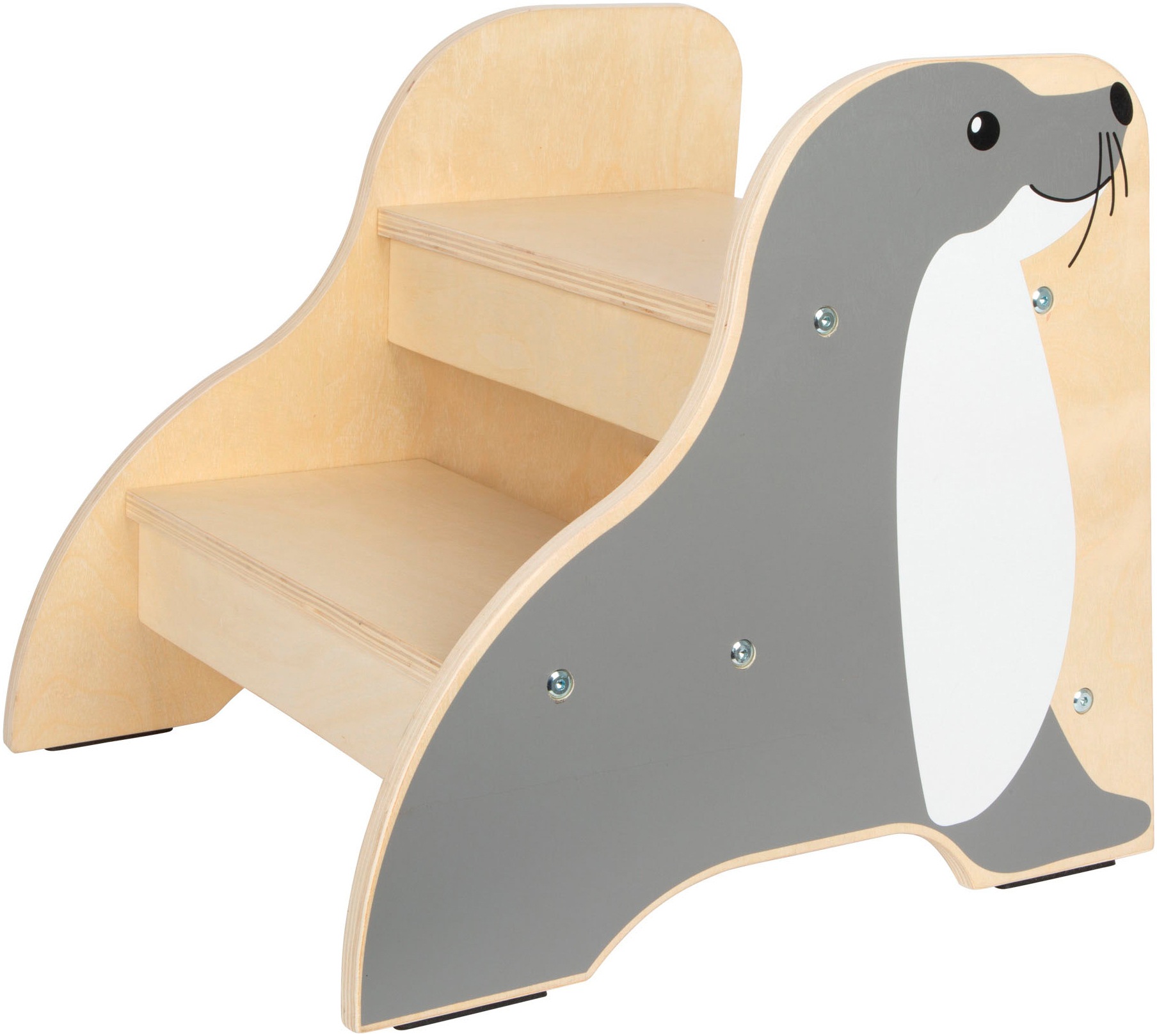 SMALL FOOT Kinder Tritthocker "Seehund Wildlife", B/H/T: 41cm x 38cm x 42cm, beige, B:41cm H:38cm T:42cm, Hocker