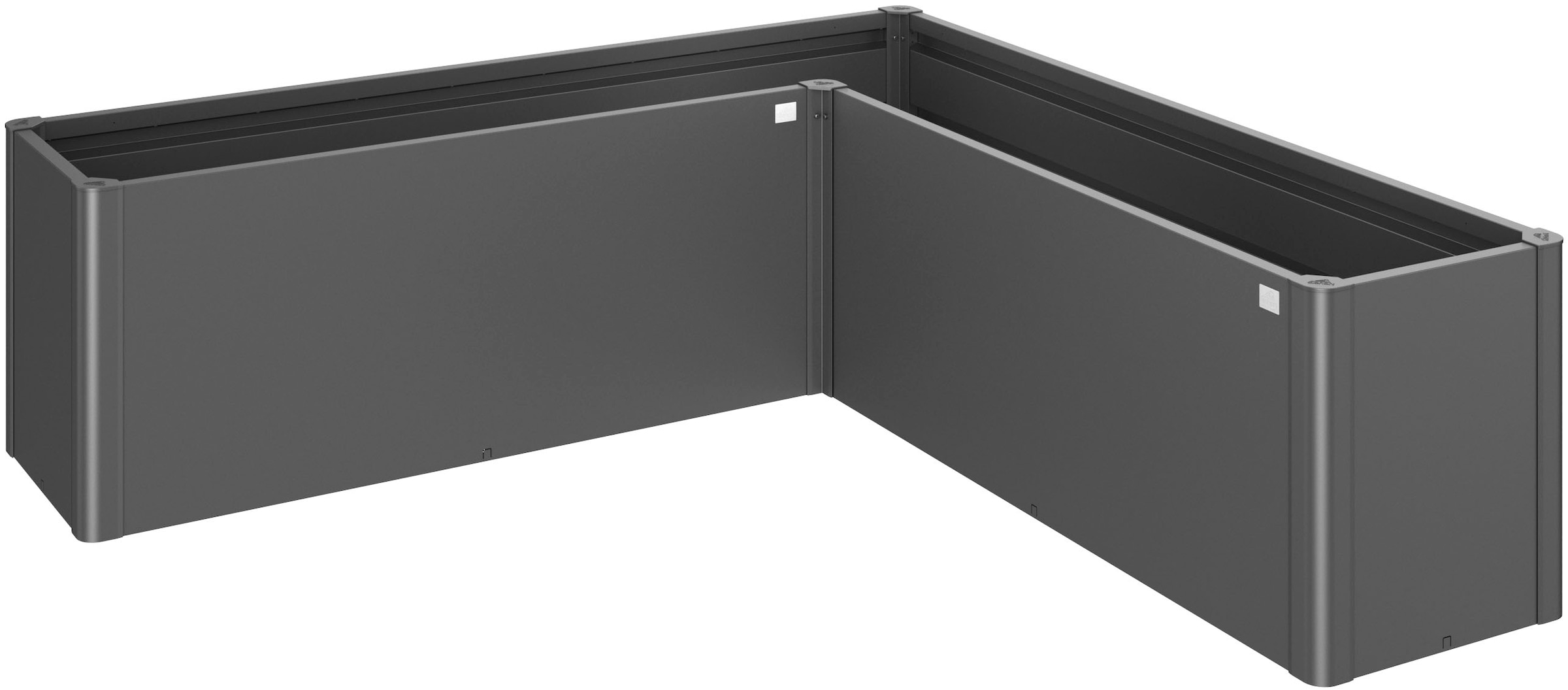 Hochbeet BIOHORT, B:201,6cm H:61cm T:201,6cm, grau, Stahl, Balkon, Pflanzgefäße, "BELVEDERE L-Form midi 2, verschiedene Farben", 201x201x61 cm,