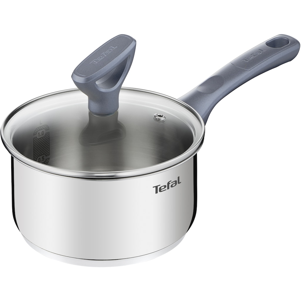 Tefal Topf-Set »Daily Cook«, Edelstahl, (Set, 11 tlg., Stielkasserolle 16 cm, Kochtopf mit Deckel 20/24 cm, Bratpfanne 28 cm), Edelstahl-Töpfe mit stehendem Deckel,Ausguss,alle Herdarten,Induktion