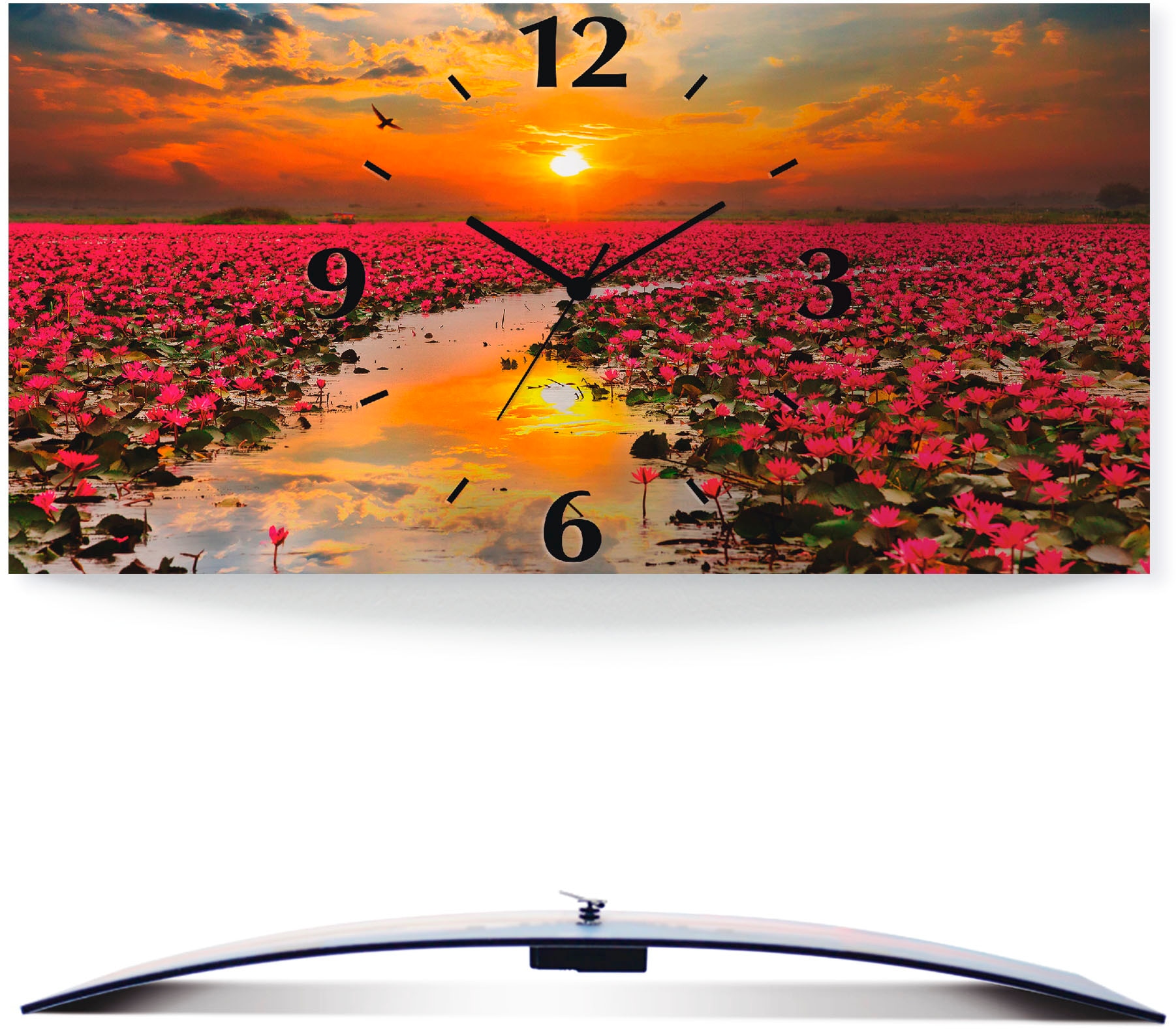 Artland Wanduhr "Sonnenschein blühende Lotusblume" wahlweise mit Quarz- oder Funkuhrwerk, lautlos ohne Tickgeräusche