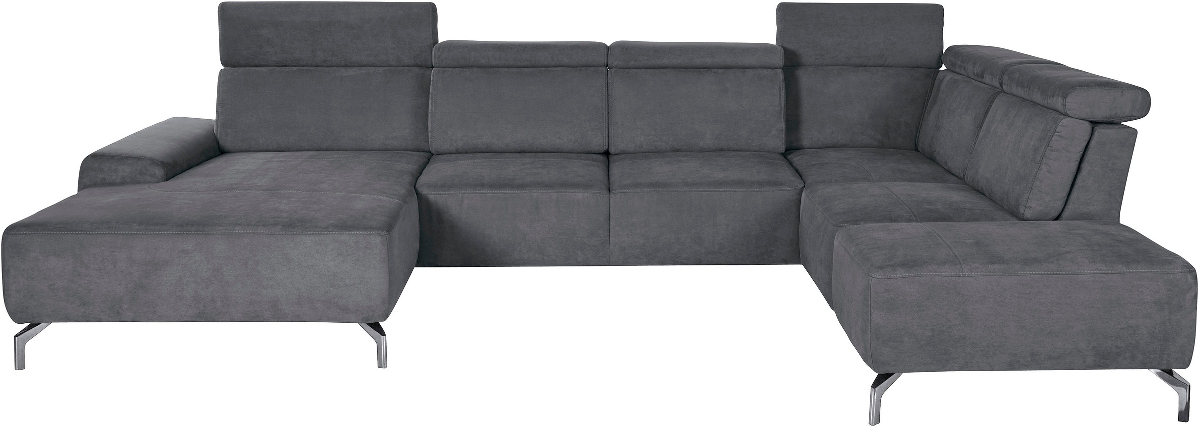 sit&more Wohnlandschaft »Gizeh U-Form«, 15 cm Fußhöhe, inklusive Sitztiefenverstellung und Kopfteilverstellung