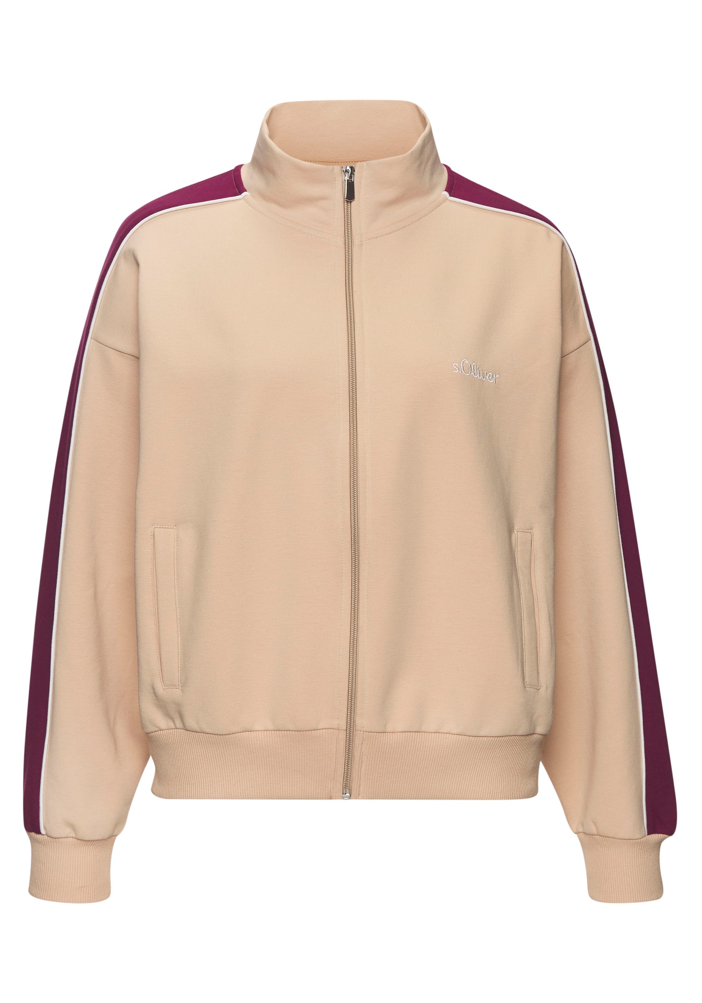 s.Oliver Sweatjacke, mit Reißverschluss und Kontrast Einsätzen, Loungewear