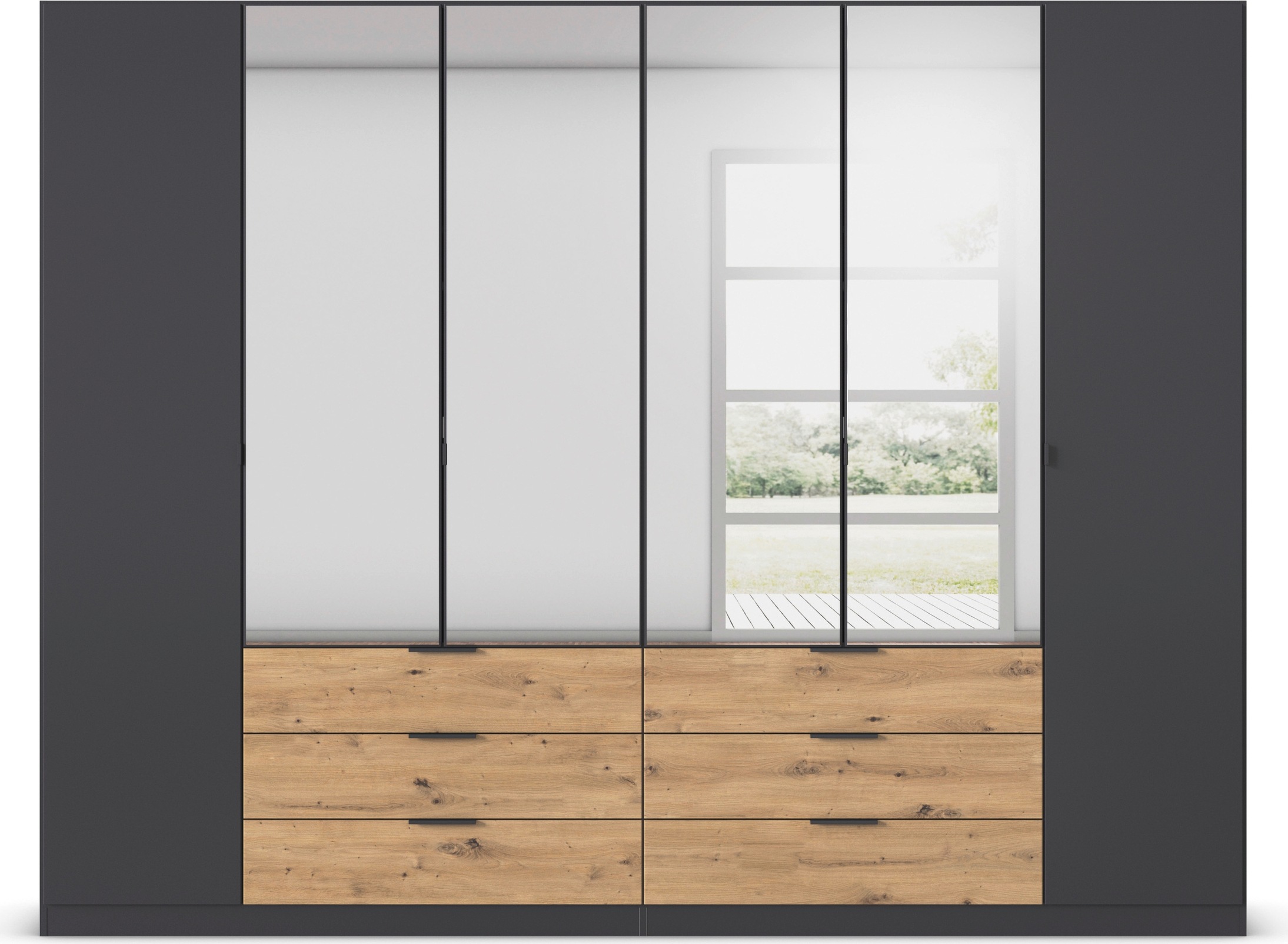 Thumbnail - rauch Drehtürenschrank "Kleiderschrank Schrank Garderobe Schlafzimmerschrank DAVOA", mit farblich abgesetzten Schubkäste...
