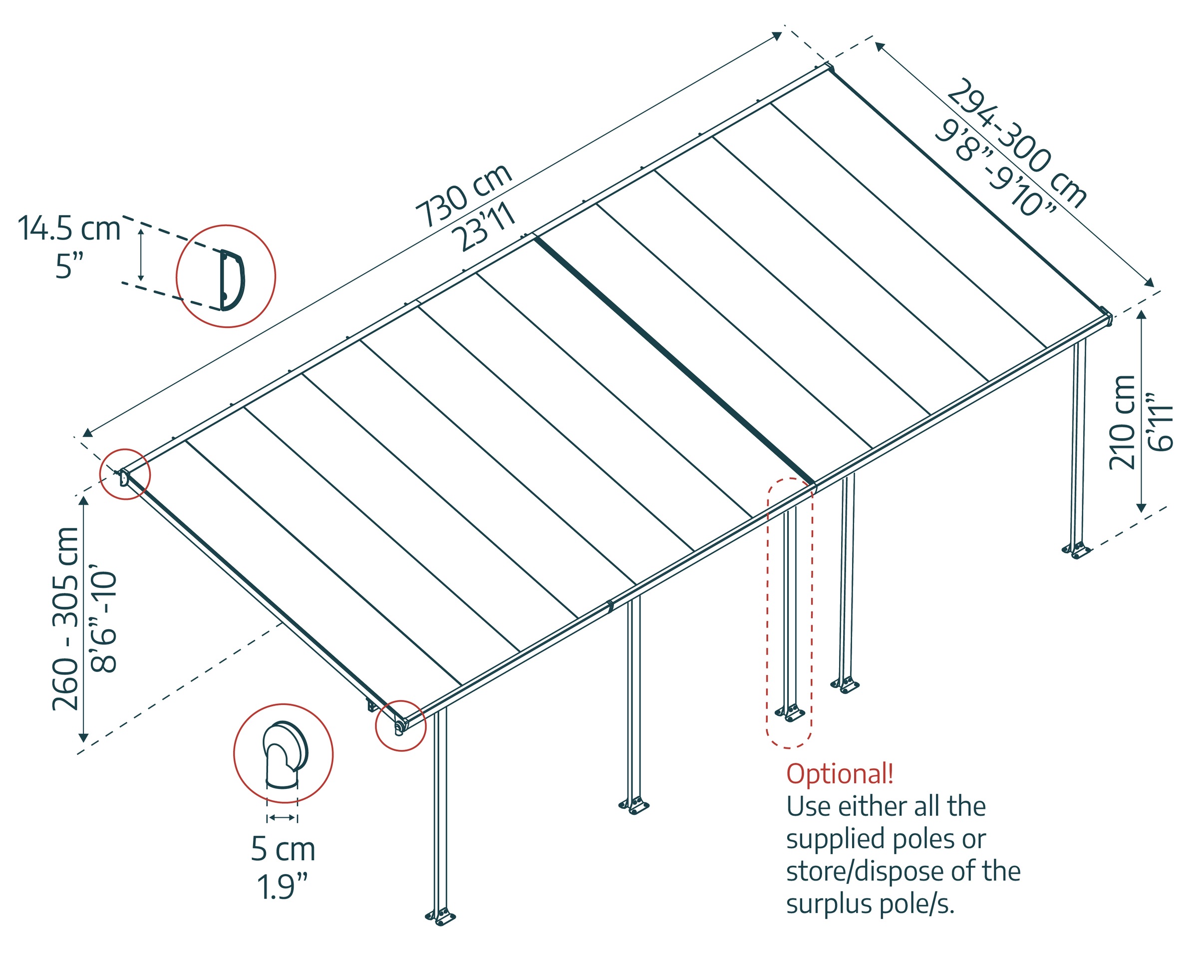 Palram - Canopia Terrassendach »Feria Alu Terrassenüberdachung«, einfache DIY Montage