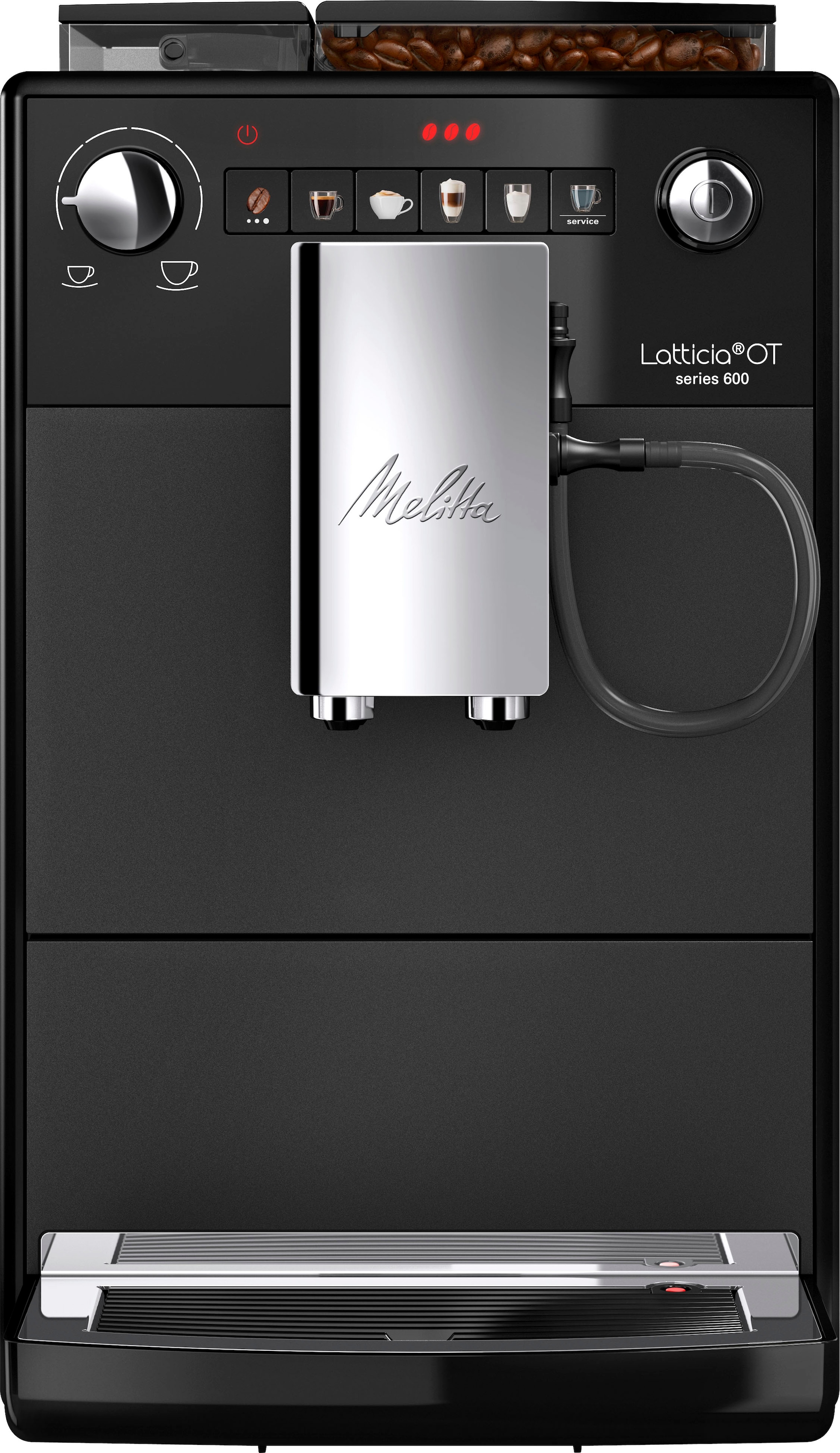 Melitta Kaffeevollautomat »Latticia® One Touch F300-100, schwarz«, kompakt, aber XL Wassertank & XL Bohnenbehälter