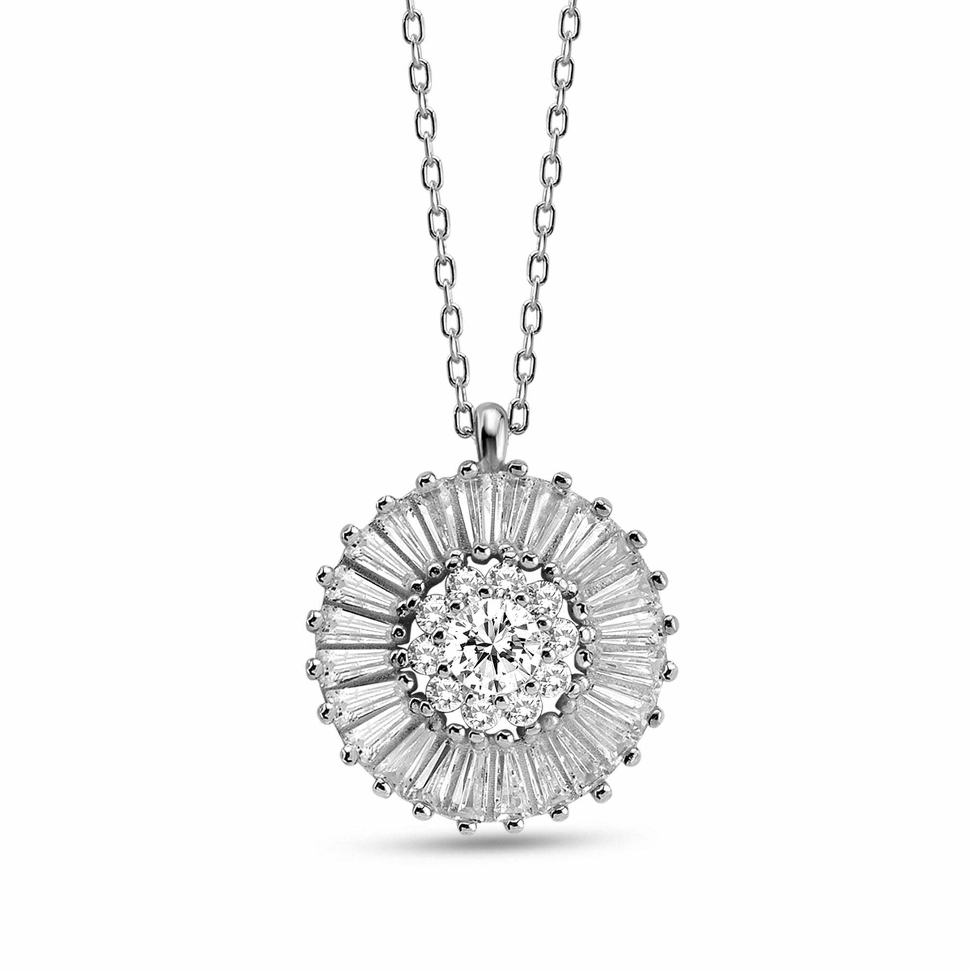 Kette mit Anhänger »925/- Sterling Silber rhodiniert Zirkonia Sun«