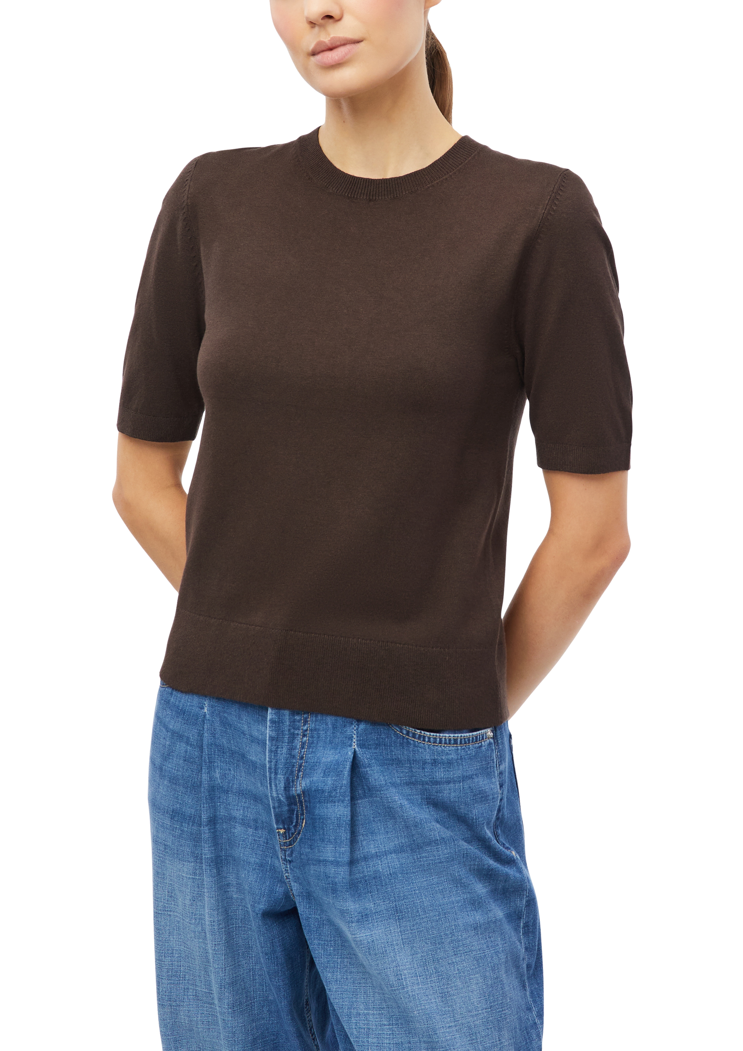 s.Oliver Rundhalspullover Halbarm Sommer-Strickpullover aus Viskose