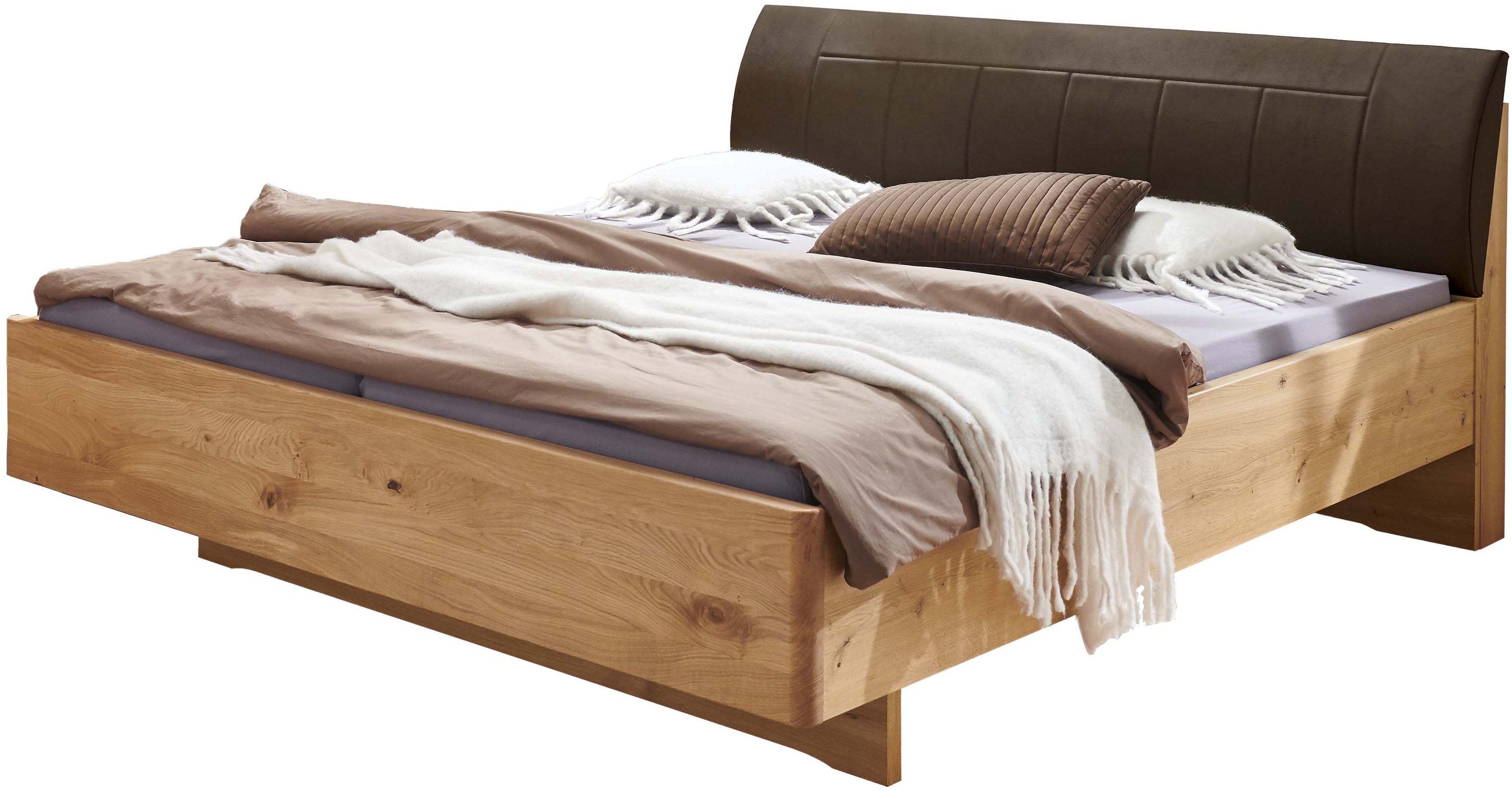 WIEMANN "Cardiff, Bettgestell, Bettrahmen, teilmassiv, mit Polsterkopfteil" Belastbarkeit 110/220 Kg, 4-fache höhenverstellbar, MADE IN GERMANY, Fußteil aus Massivholz, verschiedene Größen