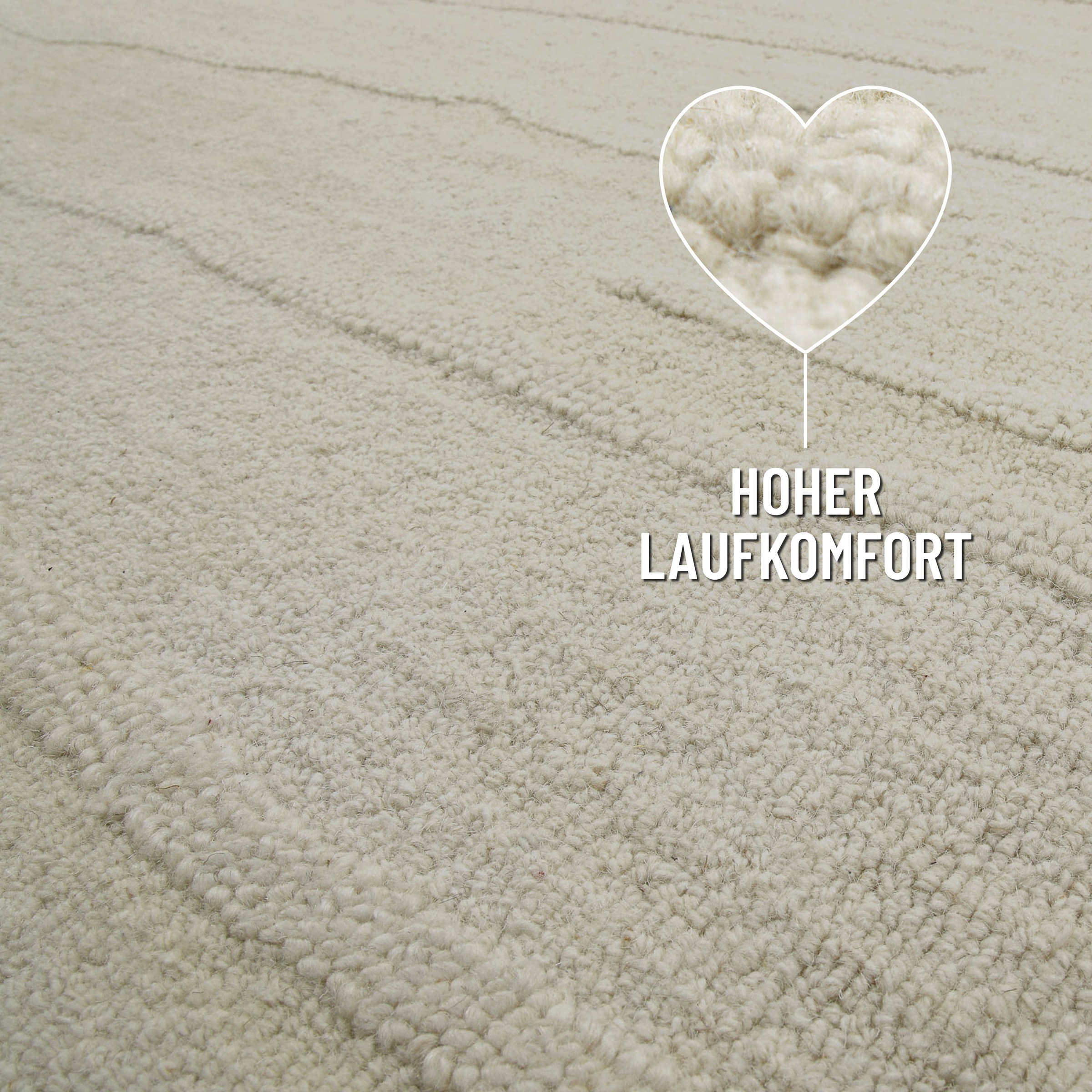 Wecon home Wollteppich »Hamptons TWENTY«, rund, 15 mm Höhe, Schurwolle, Kurzflor, Wohn- & Schlafzimmer, elegant, Streifen-Muster