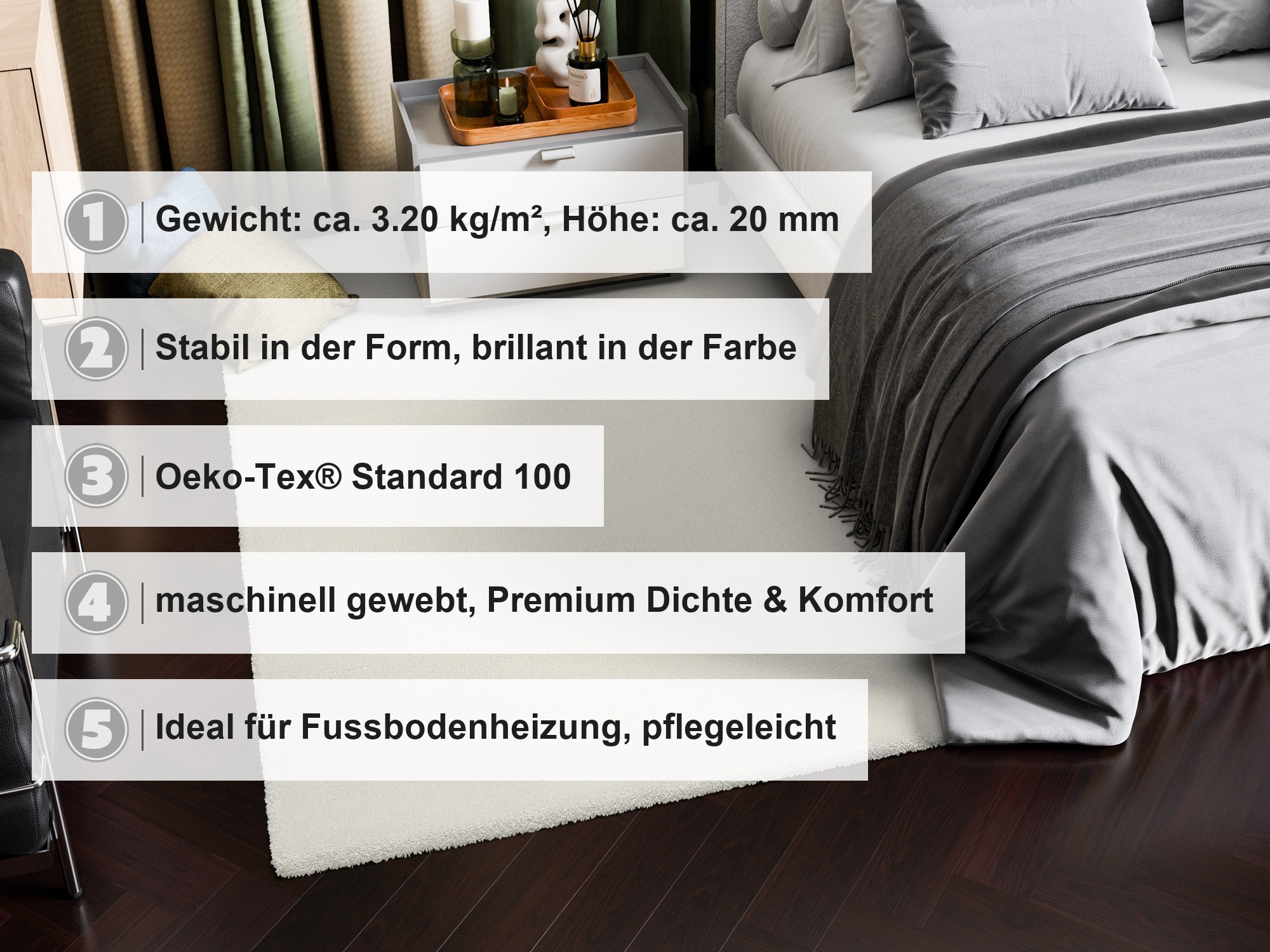 OCI DIE TEPPICHMARKE Teppich »KOMFORT , auch als Läufer und in Rund« rechteckig 20 mm Höhe Uni - Hochflor, Langflor, Shaggy, maschinengewebt, robust