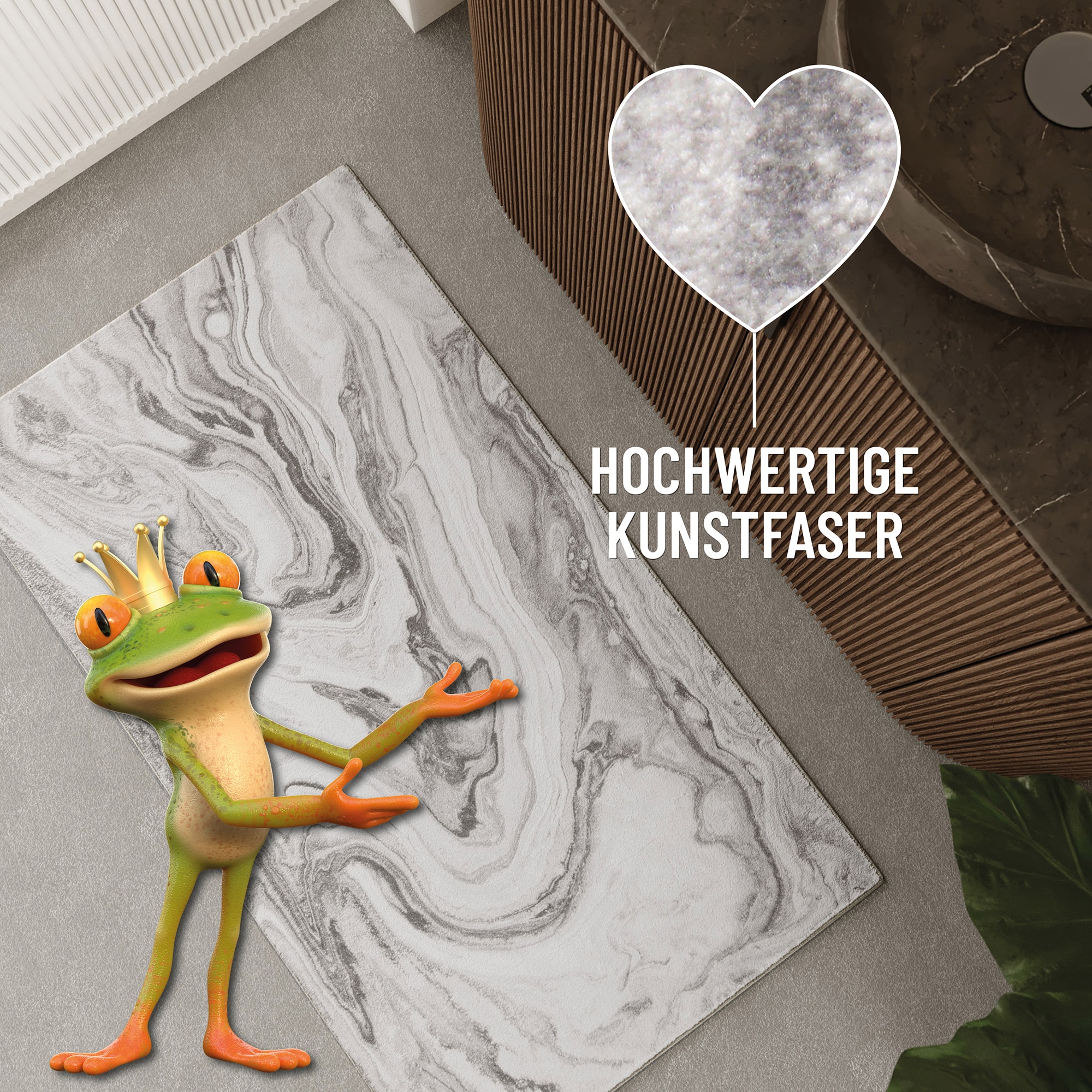 Wecon home Badematte »Jani«, Marmor Design, waschbar, rutschfest, schnell trocknend, Badteppich