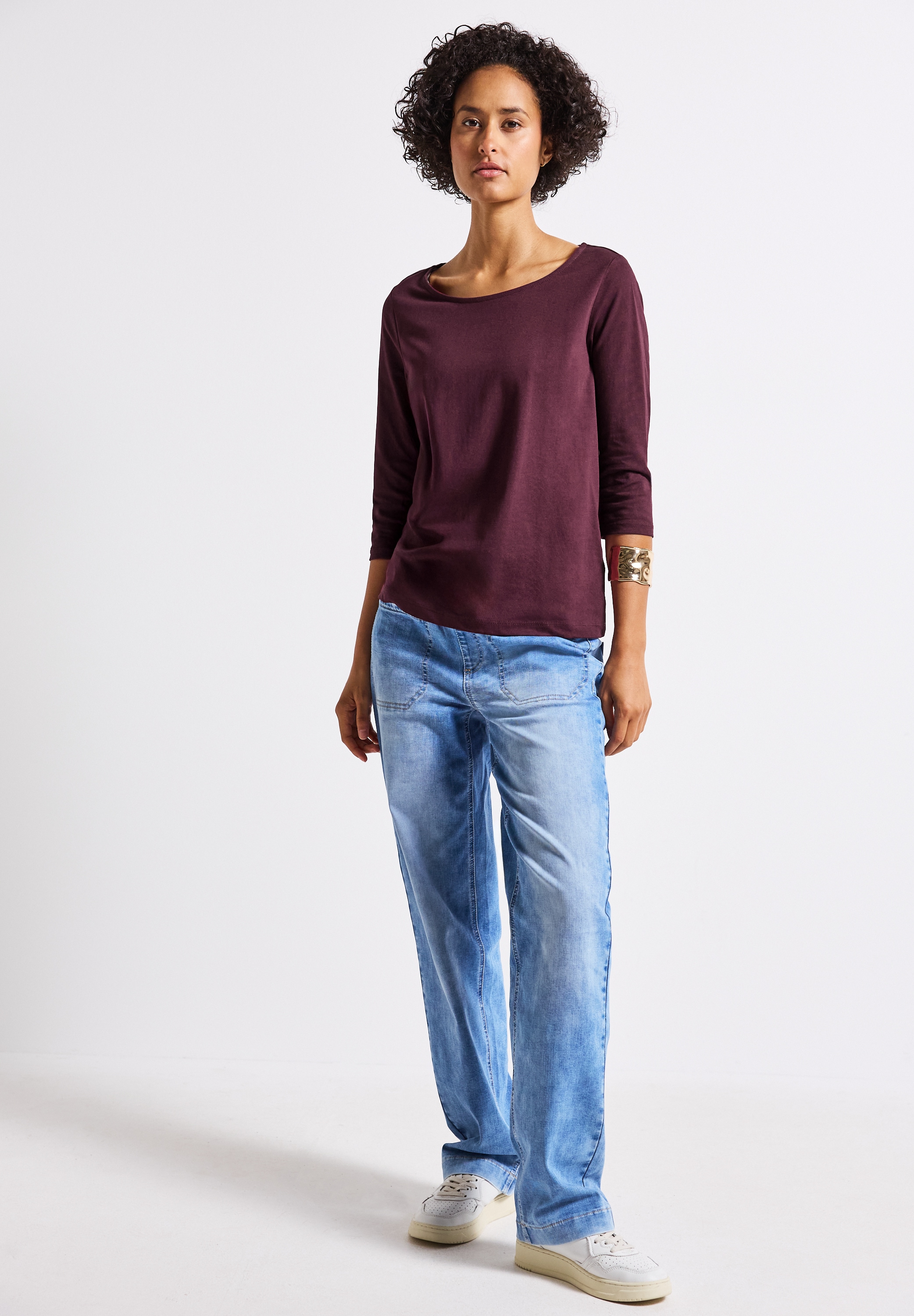 STREET ONE Langarmshirt, aus Baumwolle mit Stretchante