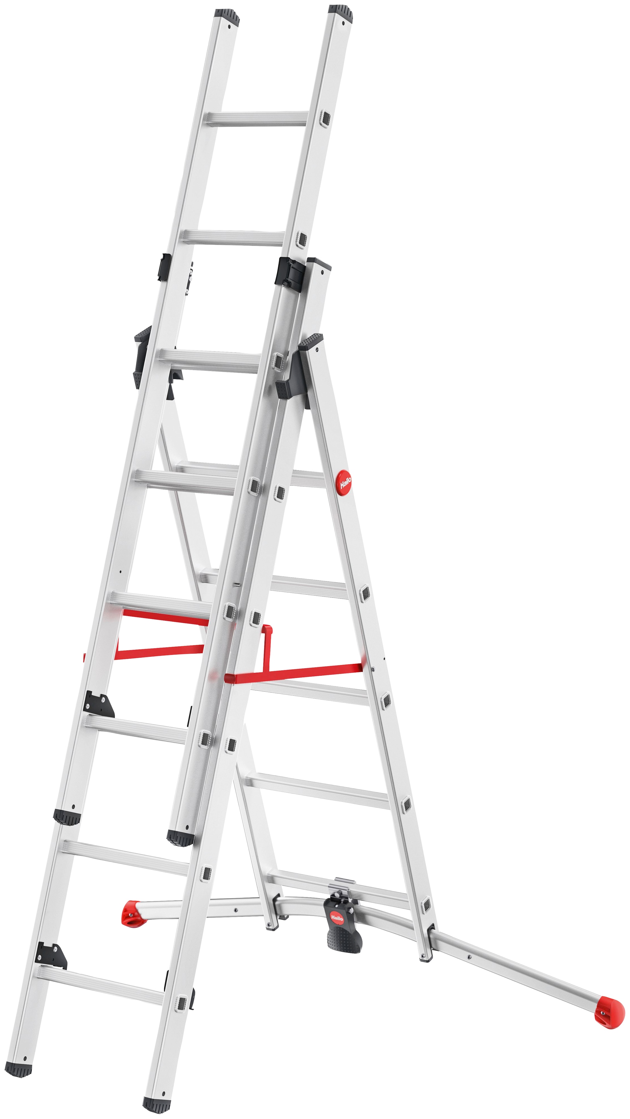 Hailo Vielzweckleiter "S100 ProfiLOT" Aluminium Kombileiter 3-teilig 2x6 + 1x5 Sprossen