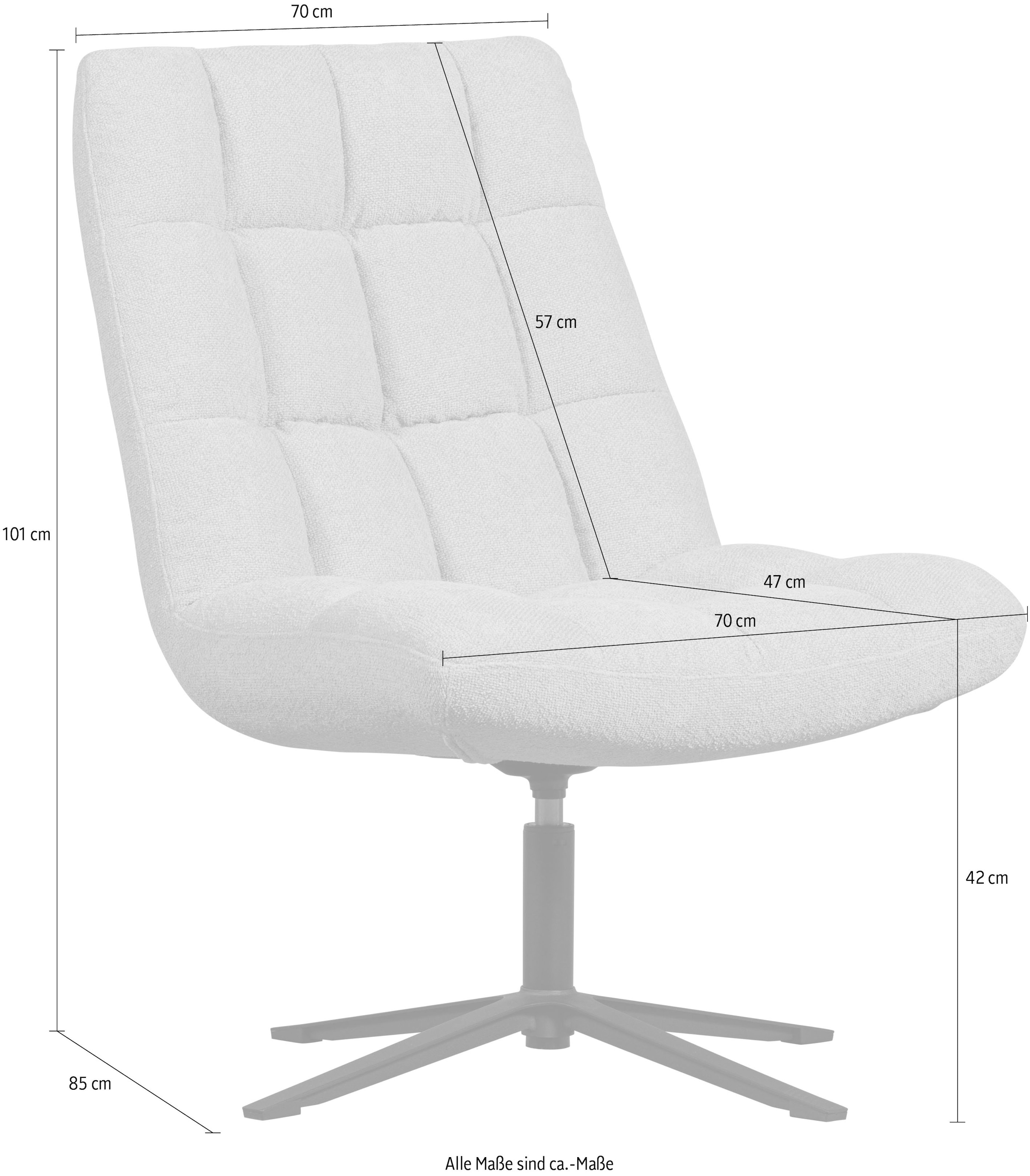 WOOOD Drehsessel »Job«, Bouclé-Polsterung, Relaxsessel, H 101 cm x B 70 cm