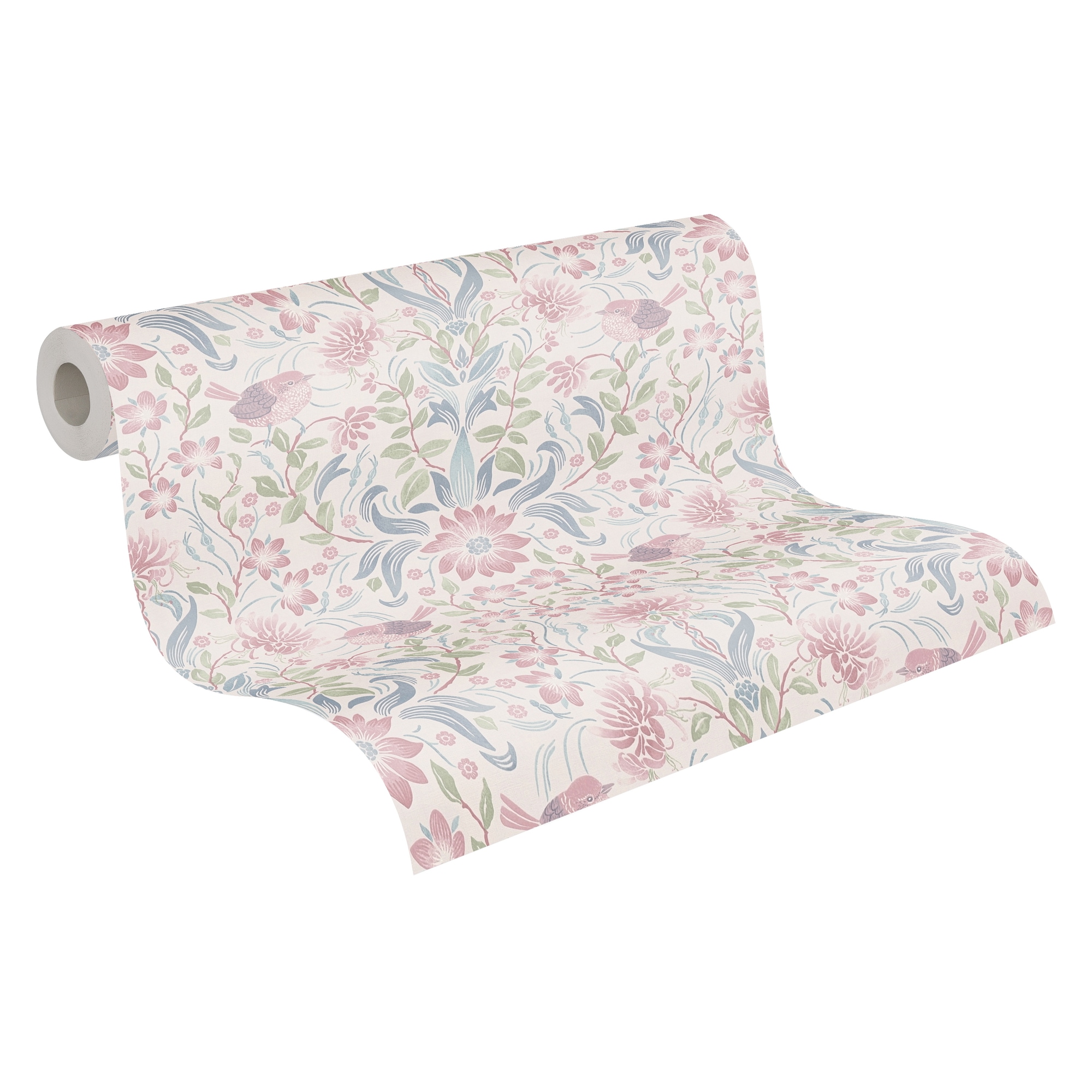 A.S. Création Vliestapete "Landhaustapete mit Vögeln" gemustert matt neutral leicht strukturiert Florale Tiertapete Tapeten Wohnzimmer Schlafzimmer Küche Design Optik