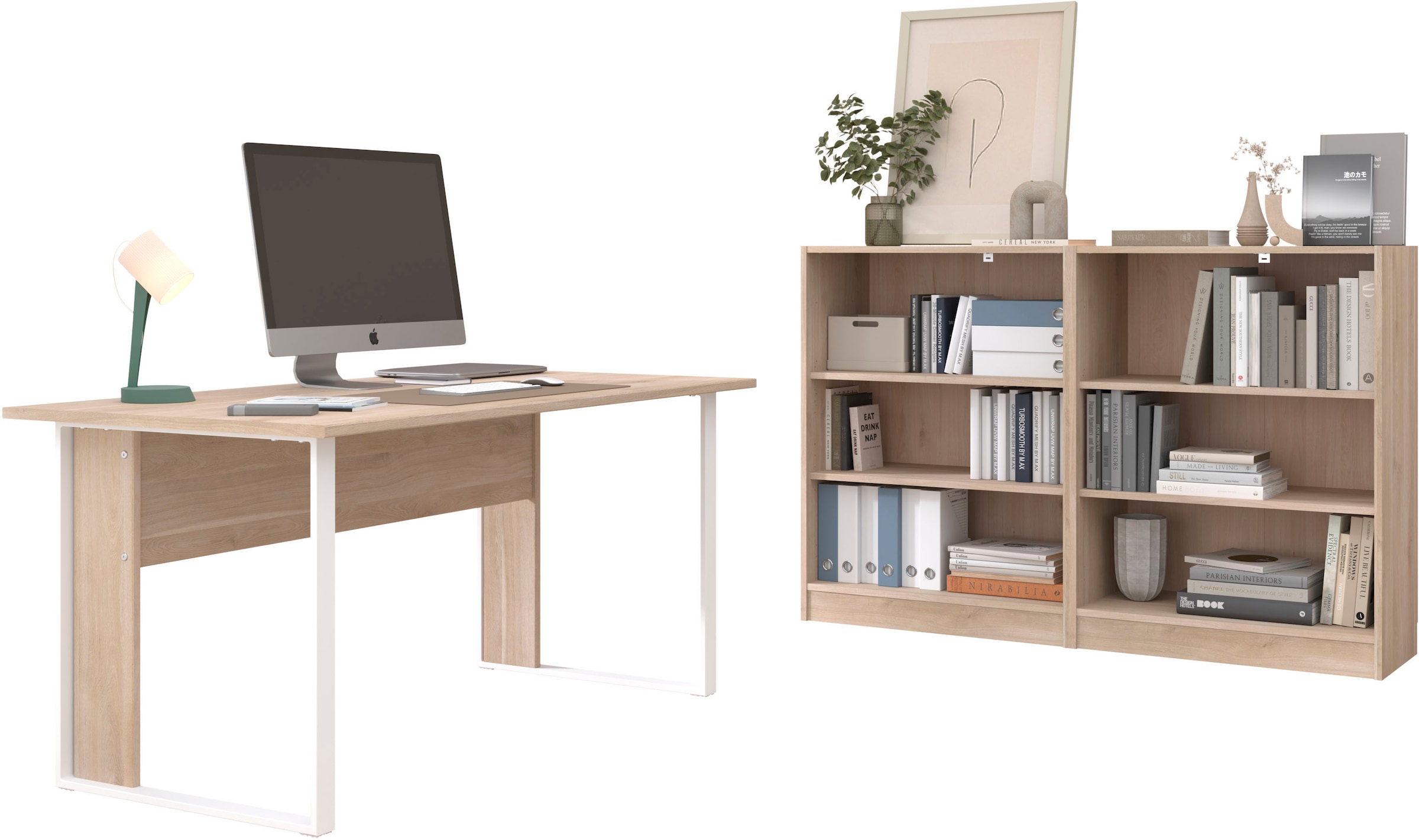 Parisot Büromöbel-Set "Parisot Start Up 22" Set, 3 tlg. Schreibtisch längseitig mit ABS-Kante, frei stellbar