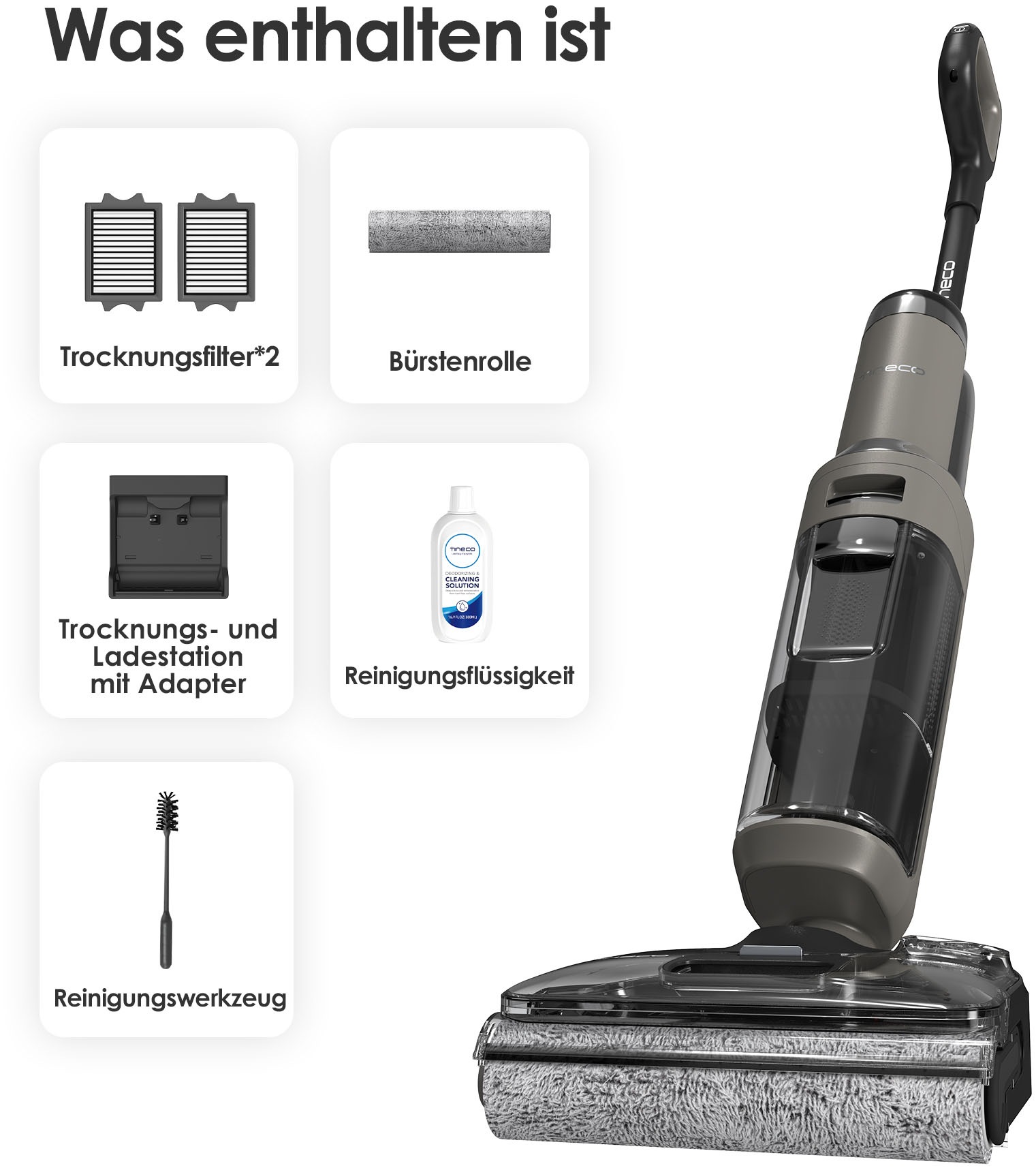 Tineco Nass-Trocken-Sauger »FLOOR ONE i6 Stretch Plus, 85° Grad Heißluft-Trocknung«, 40 Min Akku, 180° Grad Stretch Neigung, Anti-Allergiker