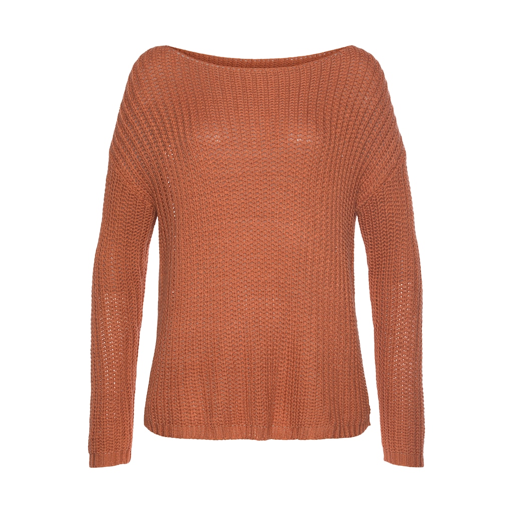 LASCANA Rundhalspullover, aus weichem Grobstrick, lockerer Strickpullover, Damenpullover