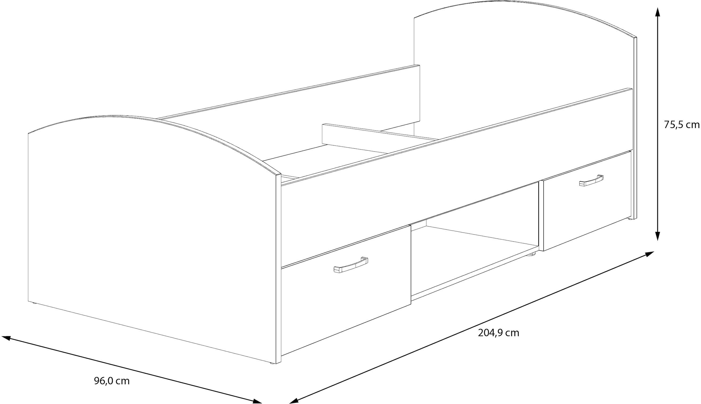 FORTE Stauraumbett »Culgoa«, Jugendbett, Stauraum, Schubkasten, modernes Dekor, pflegeleicht