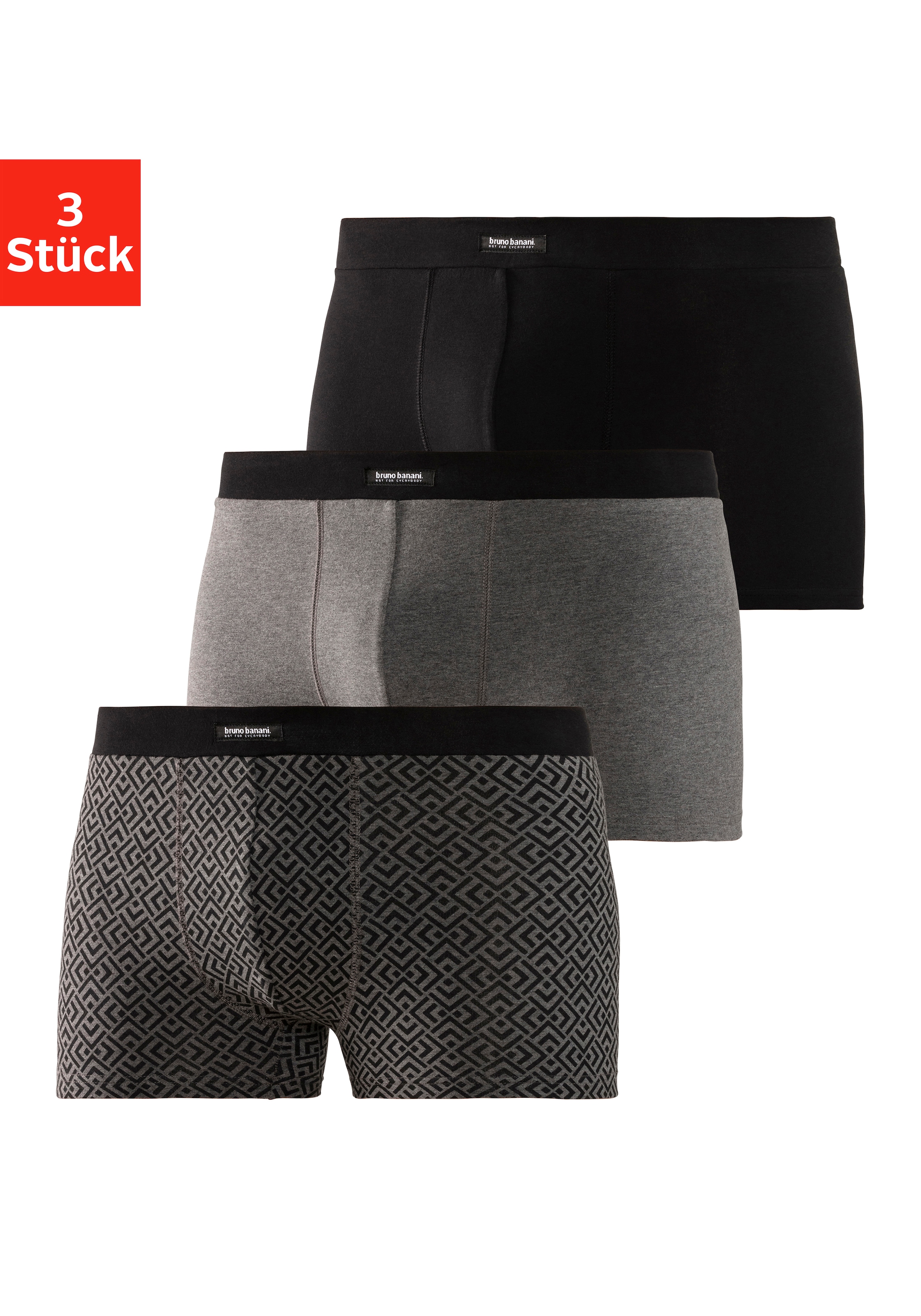 Bruno Banani Boxer "Boxershorts für Herren" Packung, 3 Stk. tlg., 1x mit mo günstig online kaufen