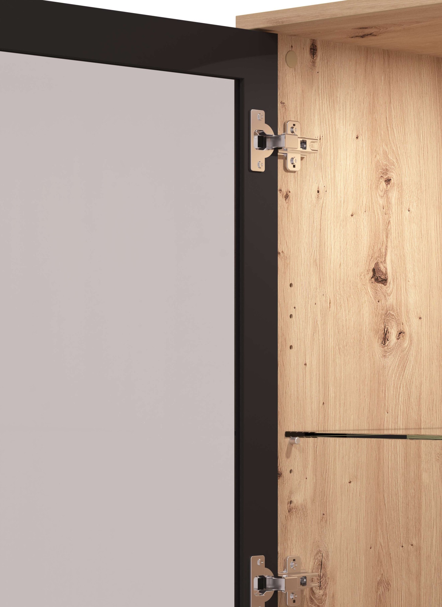 Home affaire Vitrine »Mayenne Vitrinenschrank, Standvitrine, Showcase, B/H: 54,5/195 cm«, Holztür mit Rillen-Optik, Glastür, Modernes Design