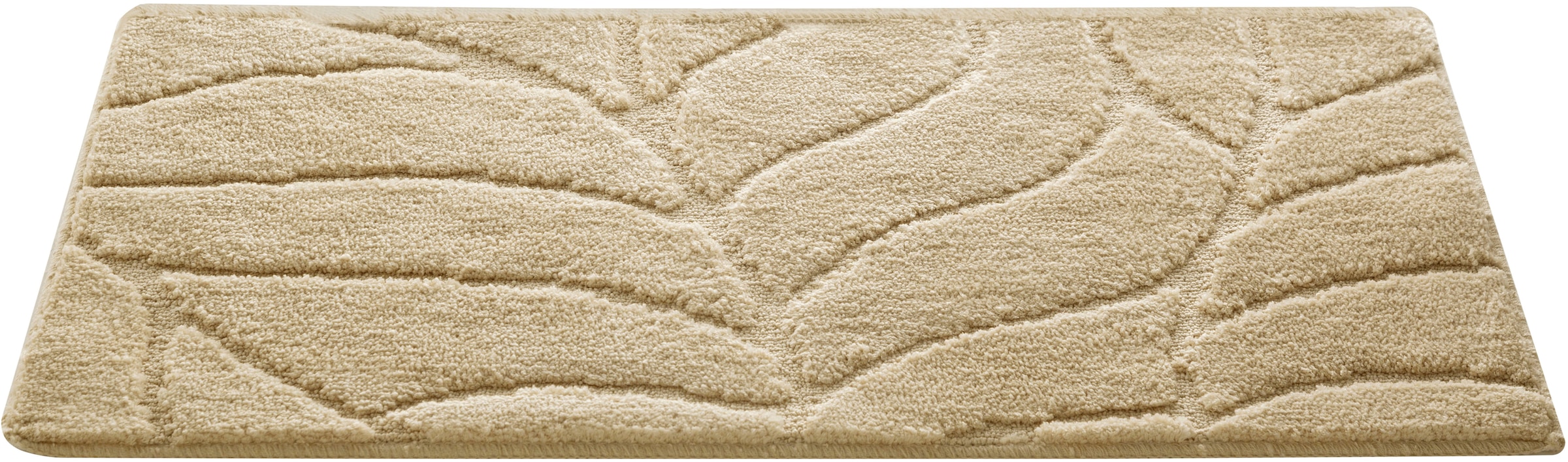 my home Badematte »Epense, Badvorleger, Badezimmer Teppich, Duschvorleger«, rutschhemmend beschichtet, fußbodenheizungsgeeignet-schnell trocknend, Badteppich, Uni Farben, Blätter, Blattstruktur, Hoch-Tief Effekt