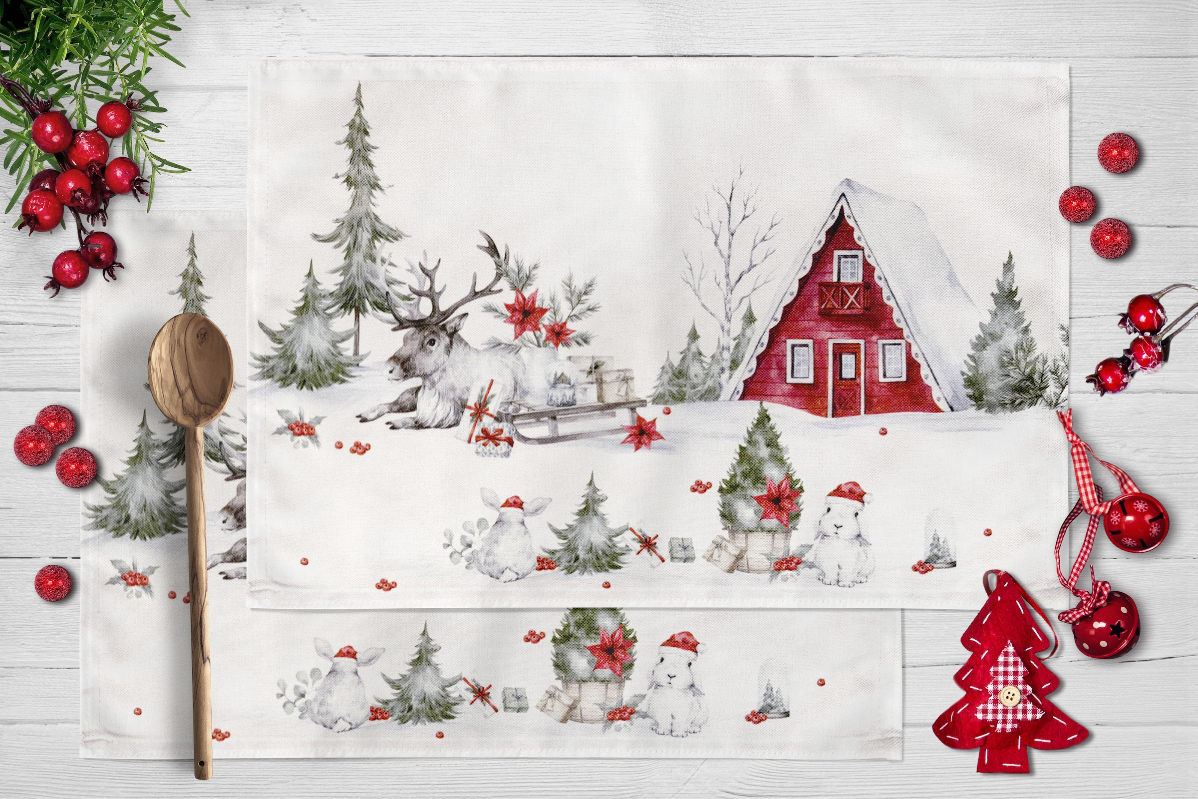 my home Platzset "Lealux" 2er Set, Weihnachtlich, bedruckt, weiche Haptik, günstig online kaufen