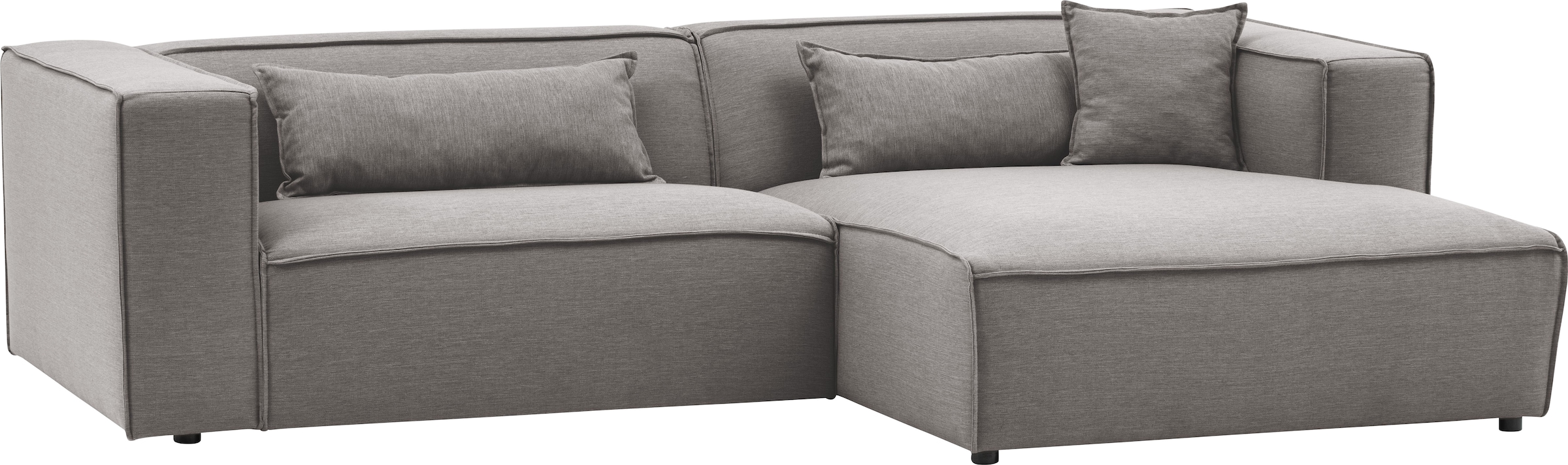 LeGer Home by Lena Gercke Ecksofa »PIARA mit Kedernaht in Cord oder Leinenoptik, moderne Couch in L-Form«, wahlweise Ottomane rechts/links, schwarze Füße, bequemer Sitzkomfort