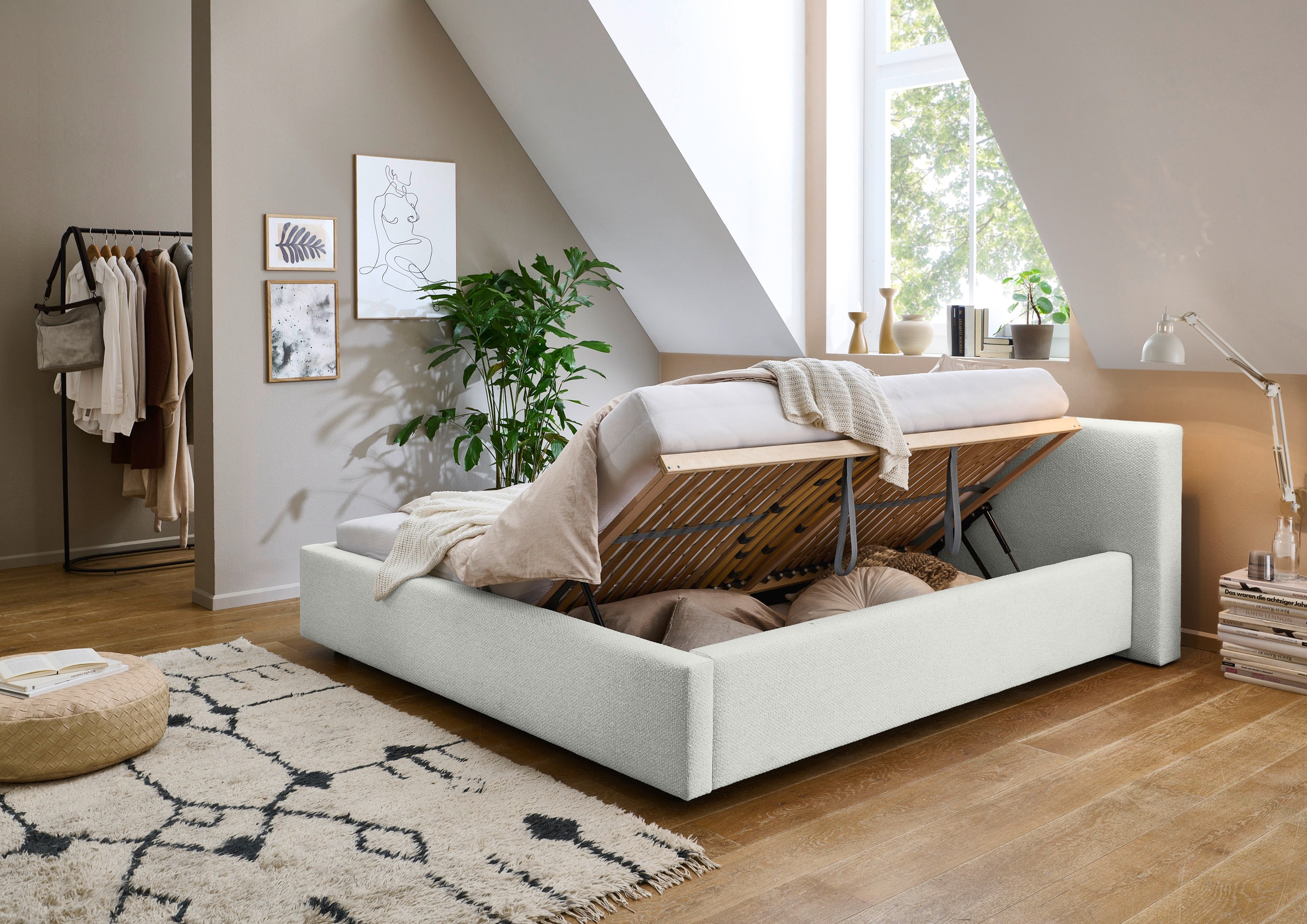 meise.möbel Polsterbett »Cube wahlweise mit Matratze und Bettkasten«, extra flaches Kopfteil, erhältlich in den Breiten 140cm, 160cm & 180cm