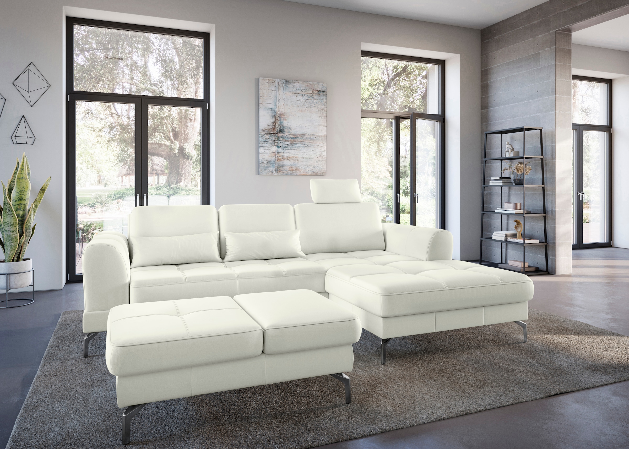 sit&more Ecksofa »Bendigo L-Form«, inklusive Sitztiefenverstellung, Bodenfreiheit 15 cm, 2 Fußfarben