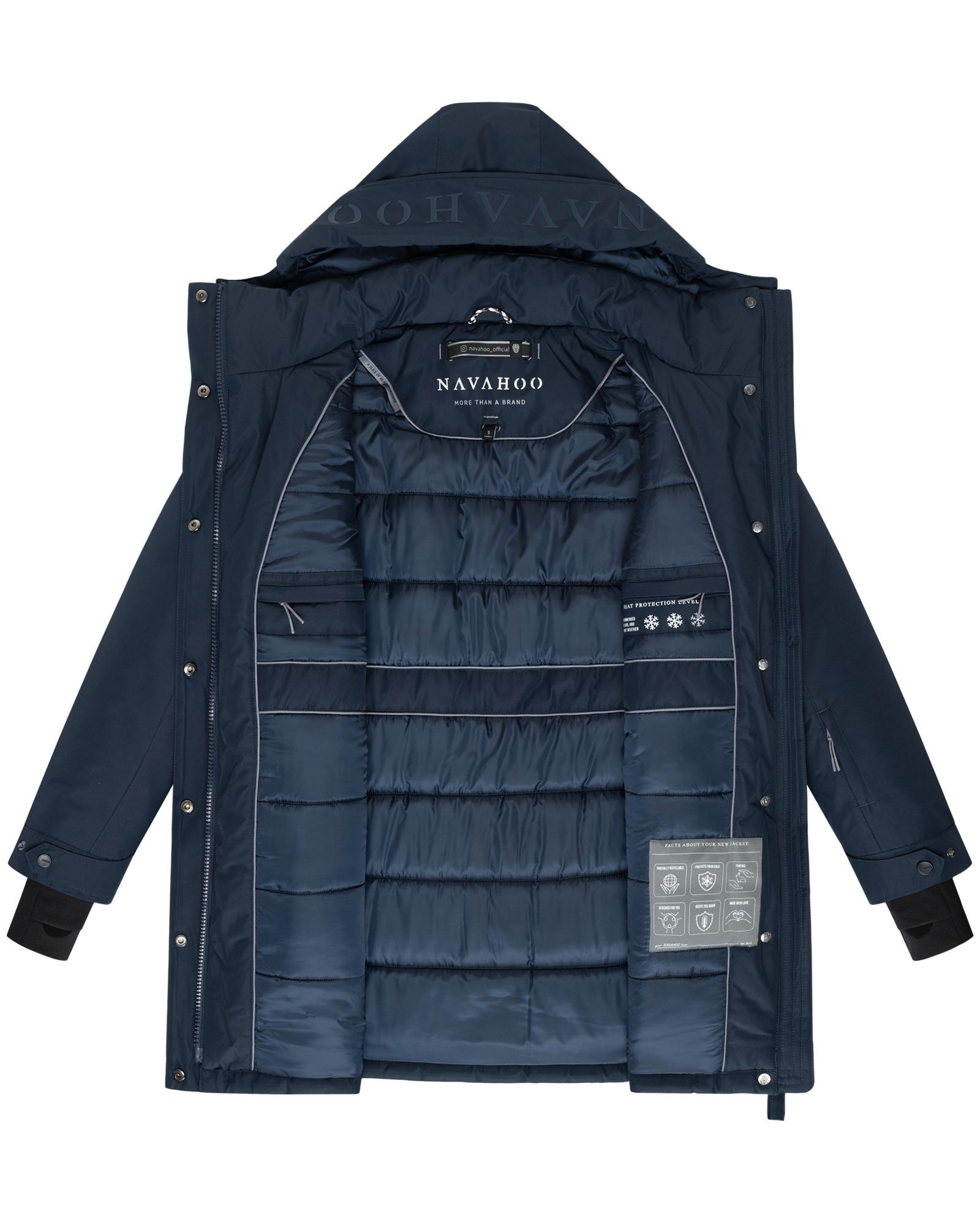 Navahoo Wintermantel »Frostkuss 14«, Warmer Damen Mantel mit abnehmbarer Kapuze und Taillengürtel