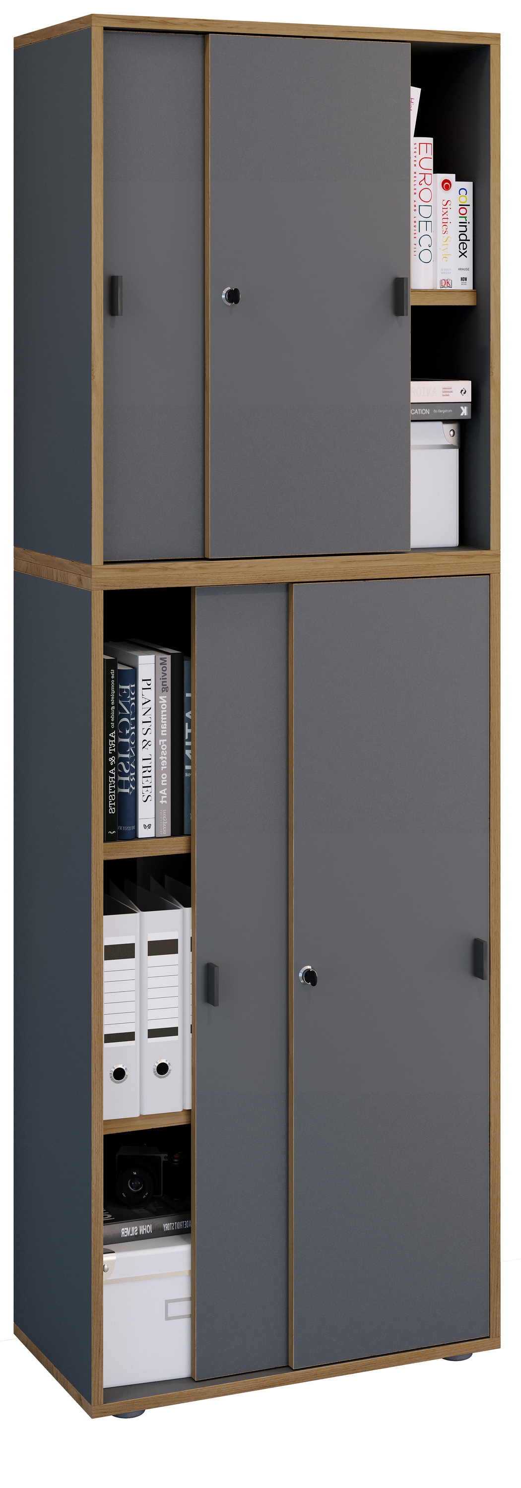 VCM Aktenschrank »Büroschrank Aktenschrank Schiebetüren Salia 5fach« 1 Stk. tlg.