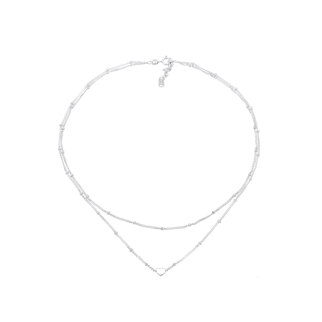 Elli Collier »Choker Layer Kugelkette Herz 925 Silber«