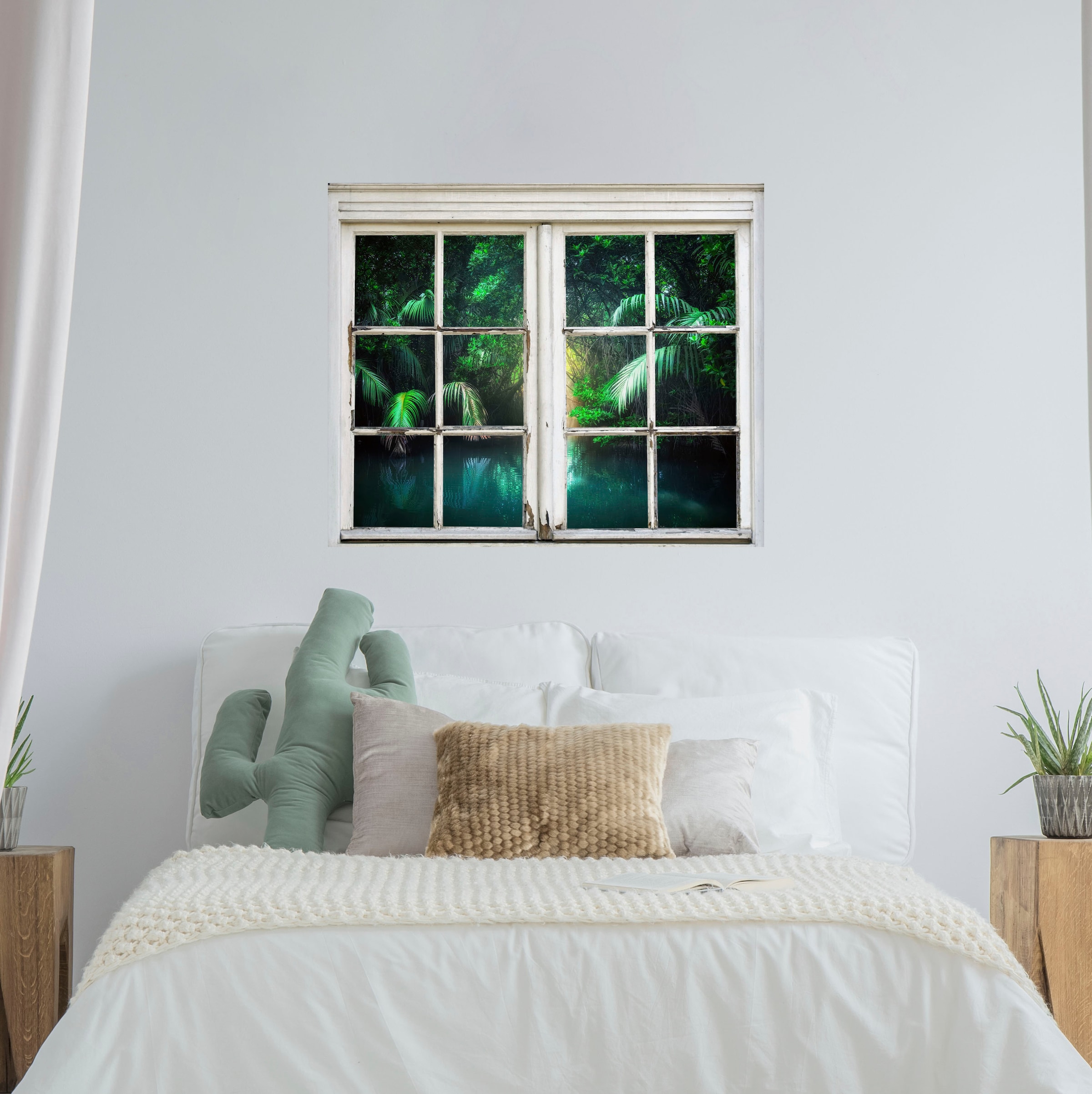 queence Wandsticker »Bäume am Wasser«, Wandsticker, Wandbild, selbstklebend, 3D, Fenster